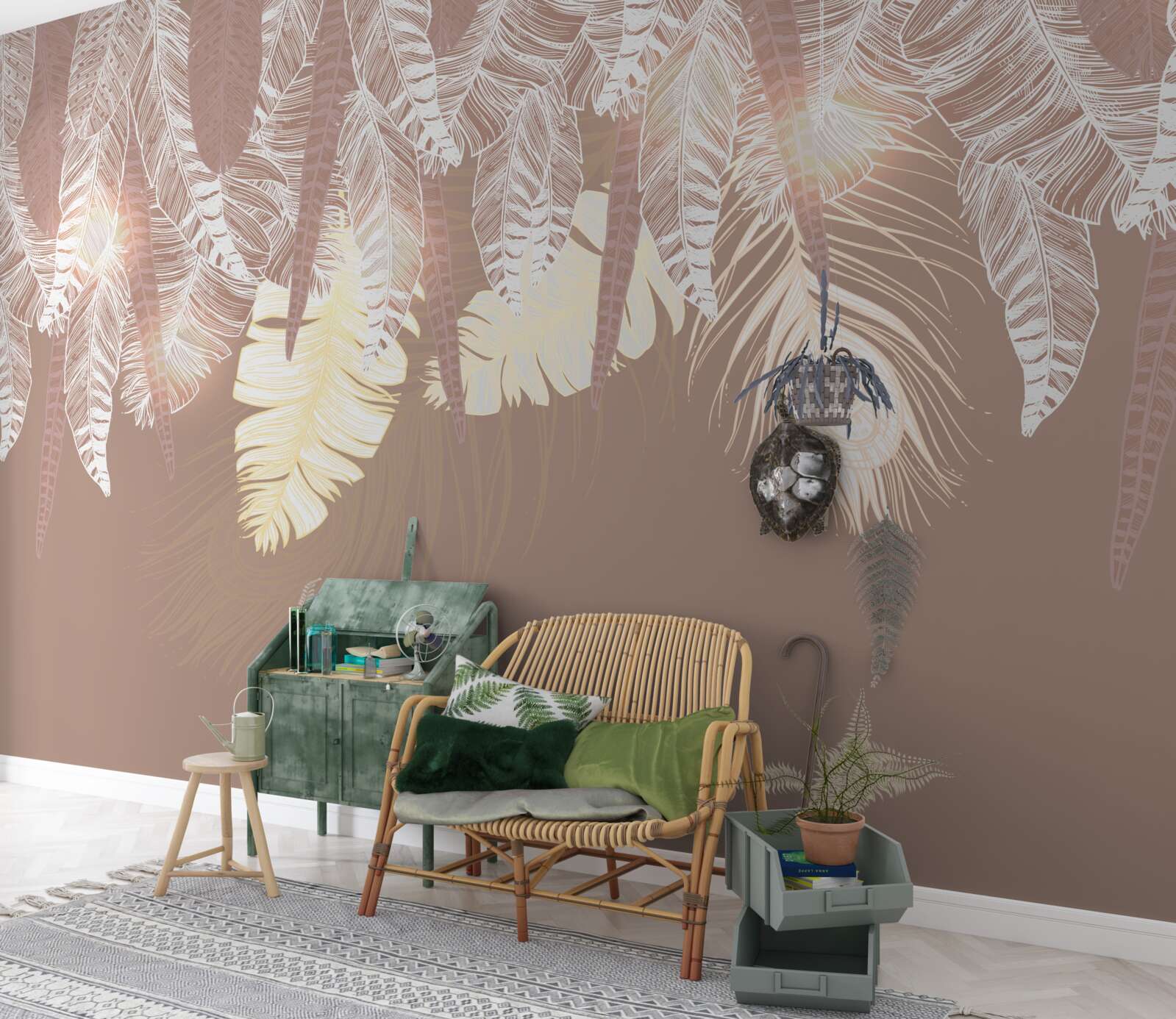 Fototapeta listy paprade sú biele