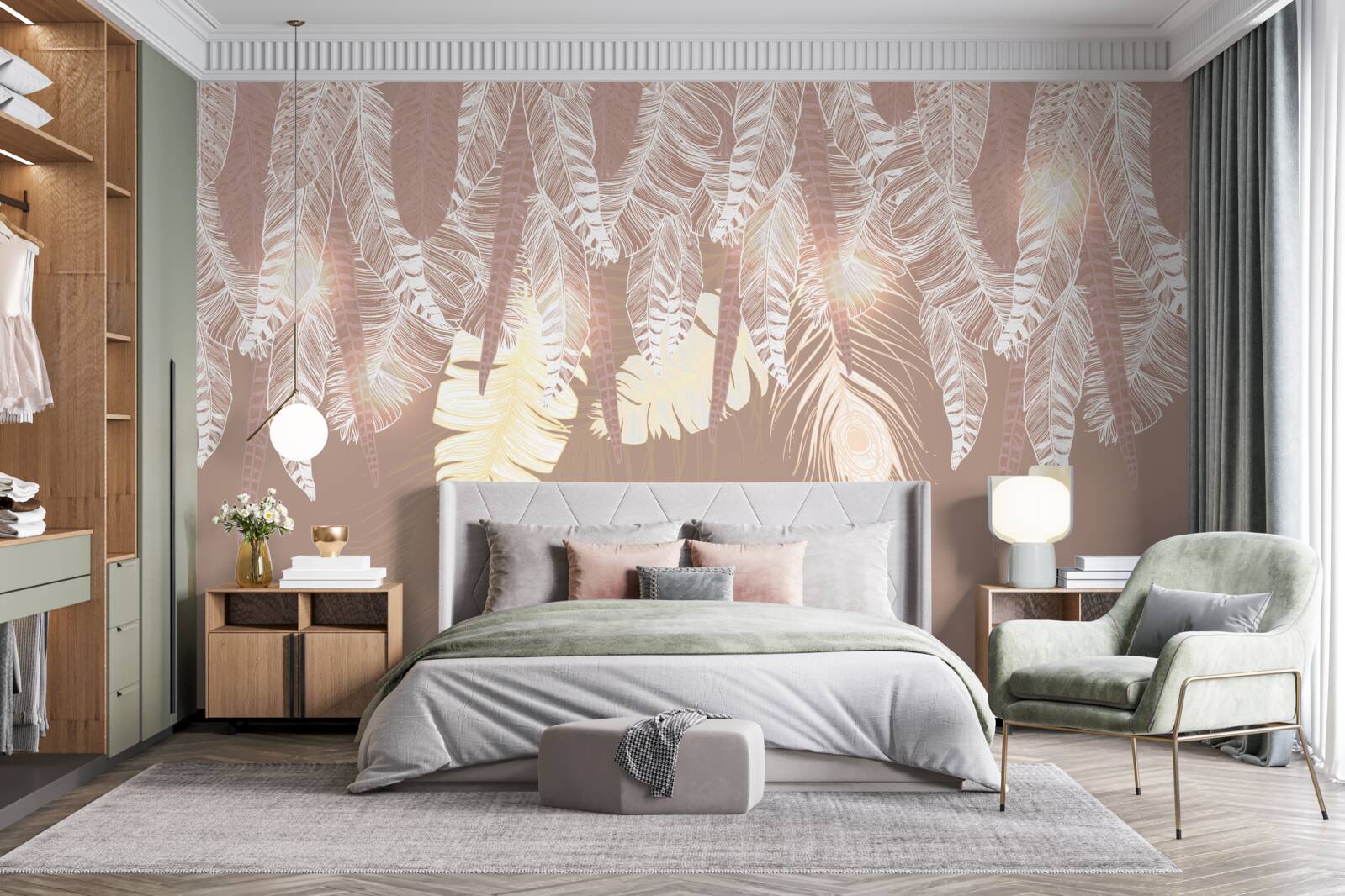 Fototapeta listy paprade sú biele