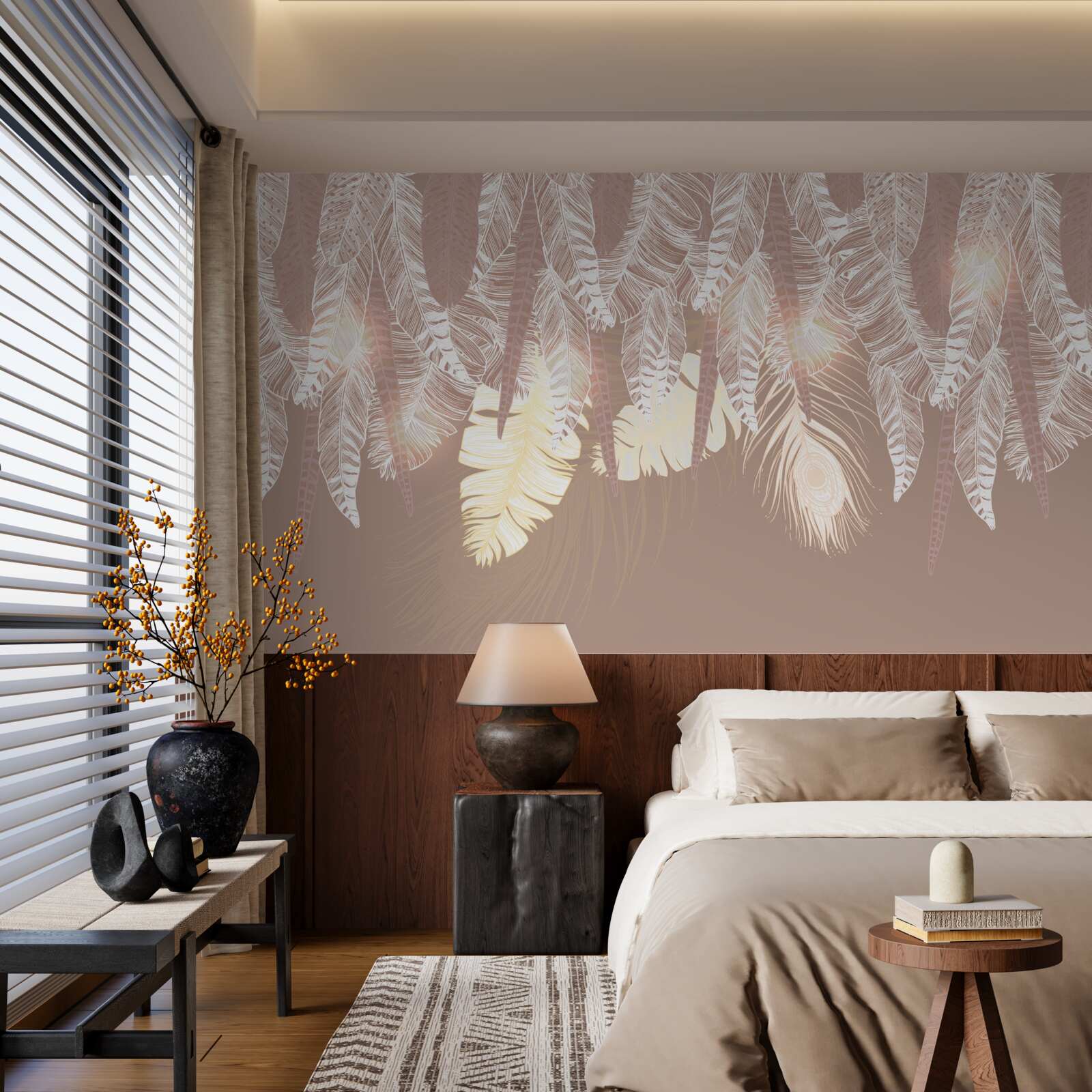 Fototapeta listy paprade sú biele