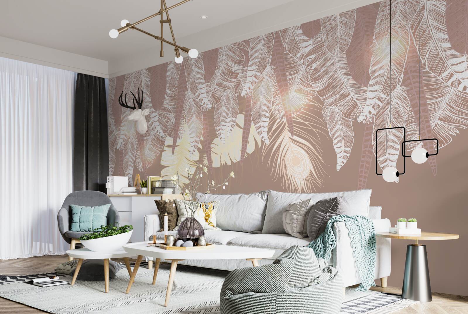 Fototapeta listy paprade sú biele