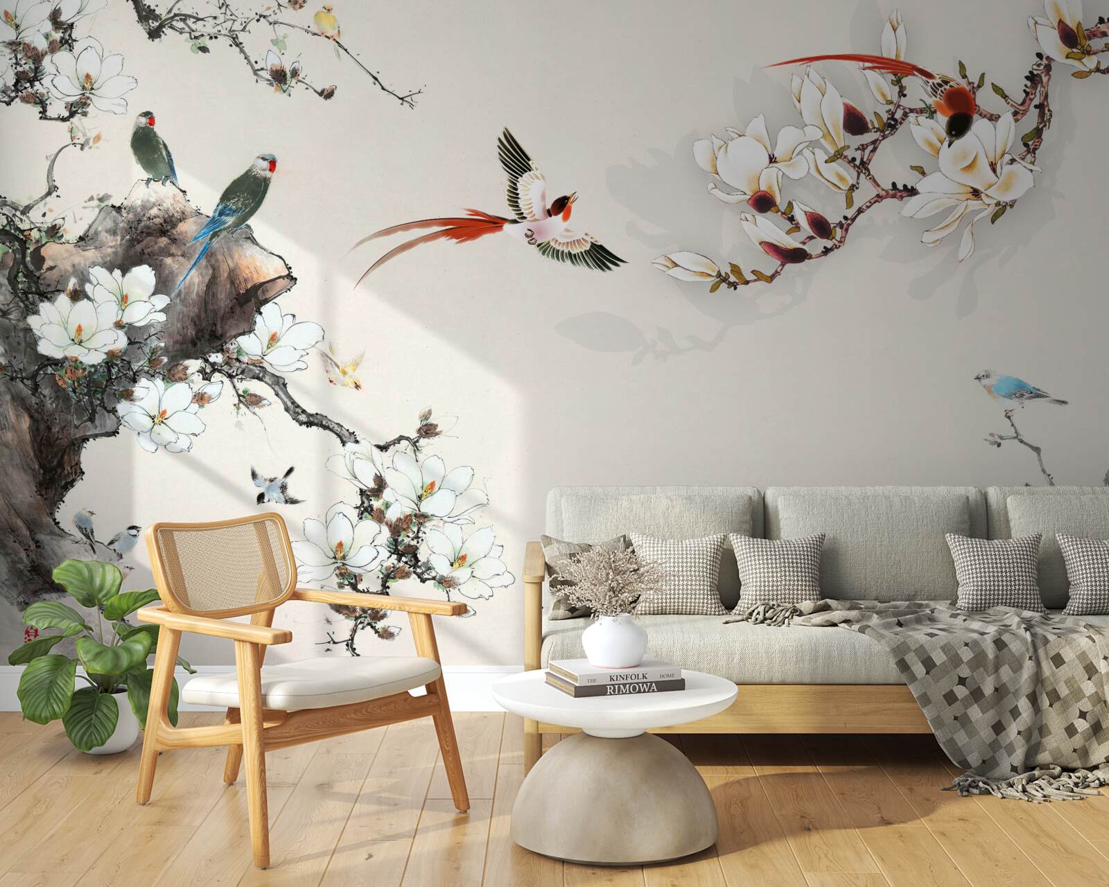 Fototapeta vtáky sa radujú medzi kvetmi