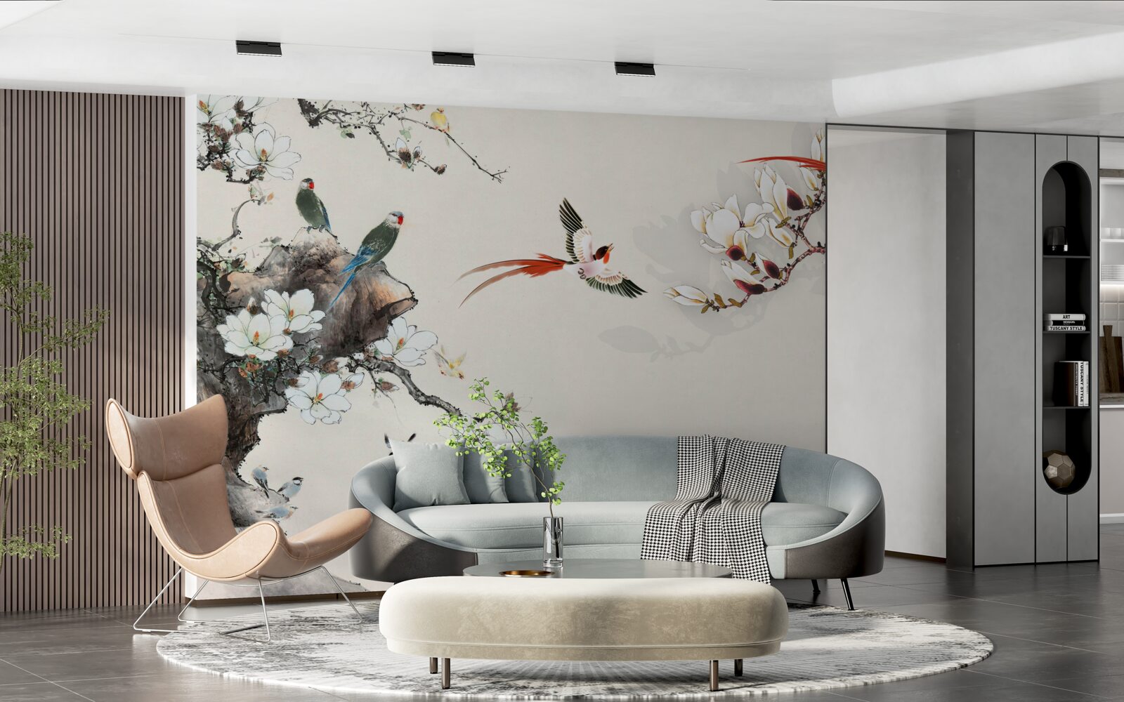 Fototapeta vtáky sa radujú medzi kvetmi