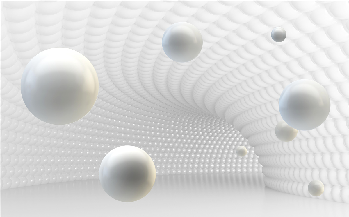 Fototapeta plávajúce biele gule na chodbe