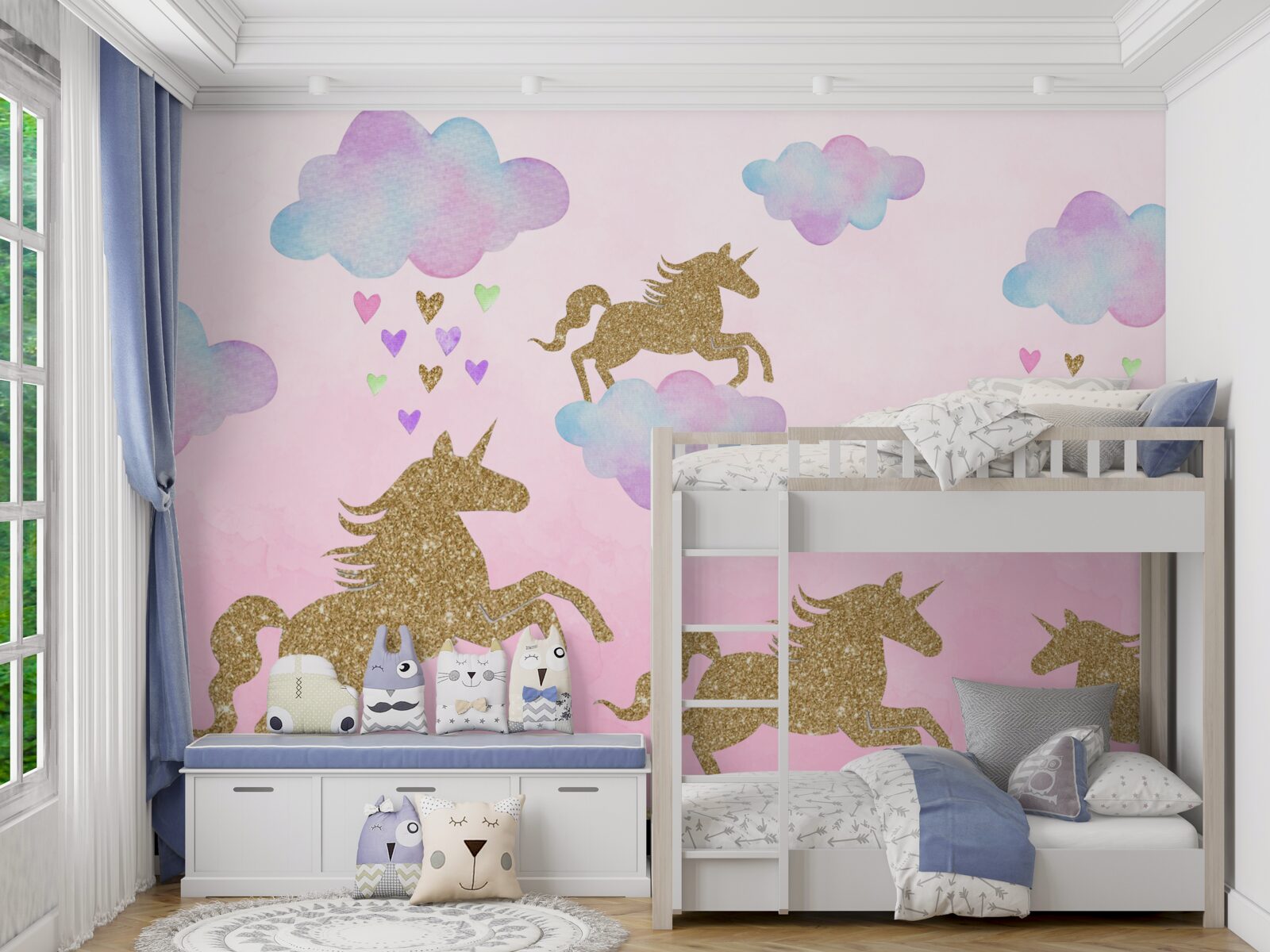 Fototapeta jednorožce hrajú v oblakoch