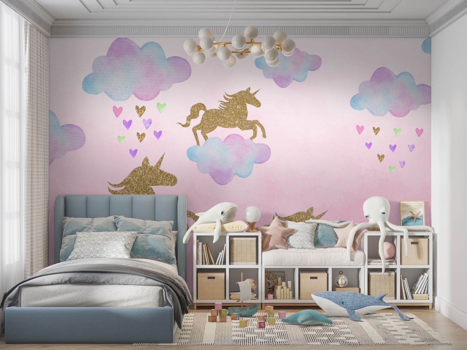 Fototapeta jednorožce hrajú v oblakoch