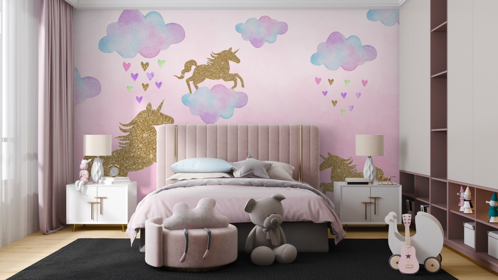 Fototapeta jednorožce hrajú v oblakoch