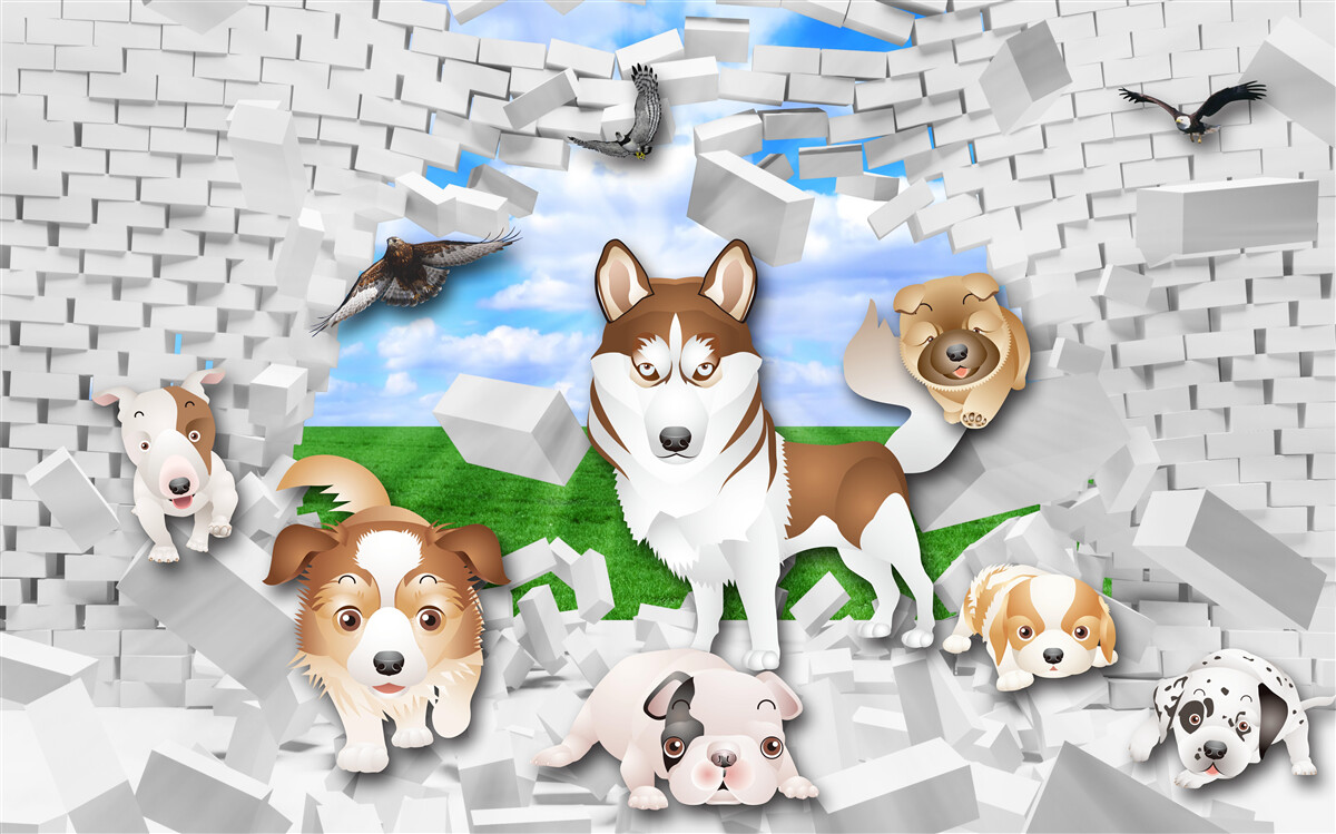 Fototapeta animovaní psi prerazili bariéru