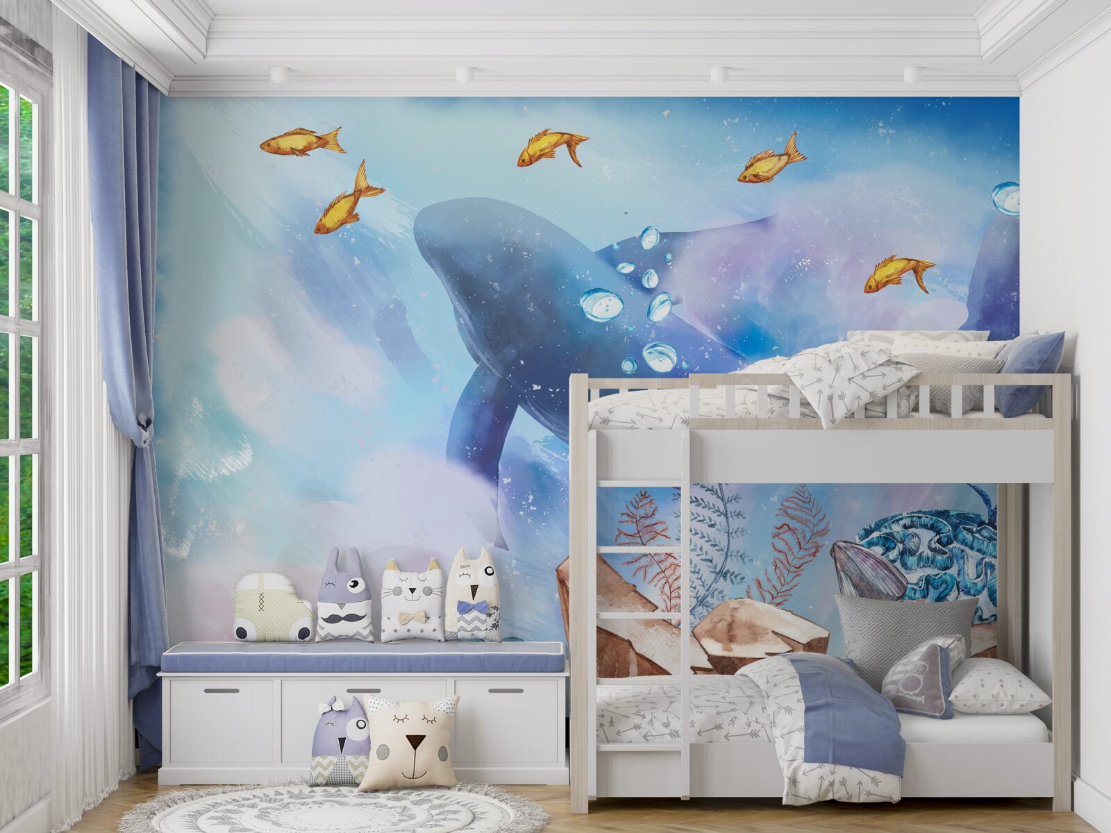 Fototapeta modrá veľryba pod vodou