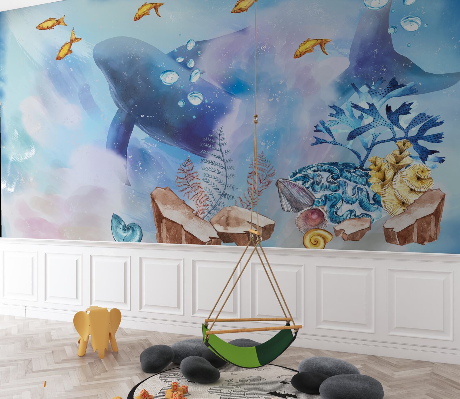 Fototapeta modrá veľryba pod vodou