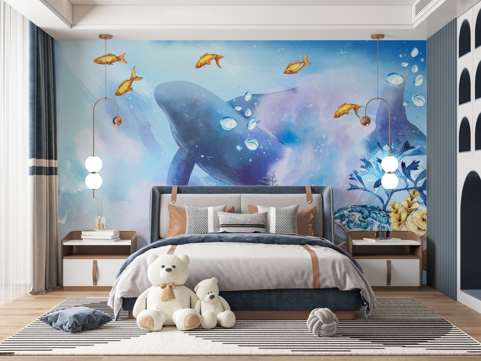Fototapeta modrá veľryba pod vodou