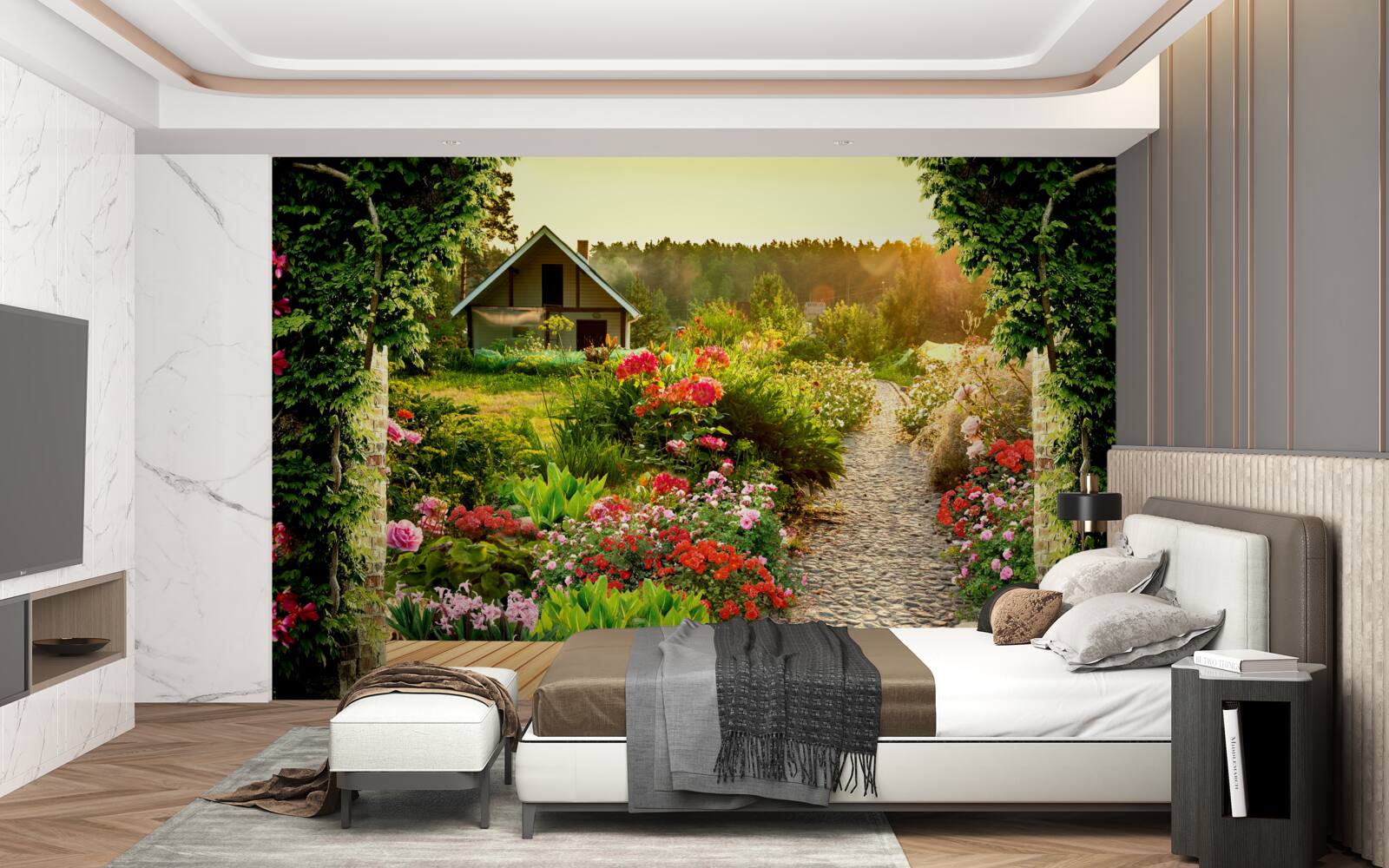 Fototapeta prírodná krajina s domom