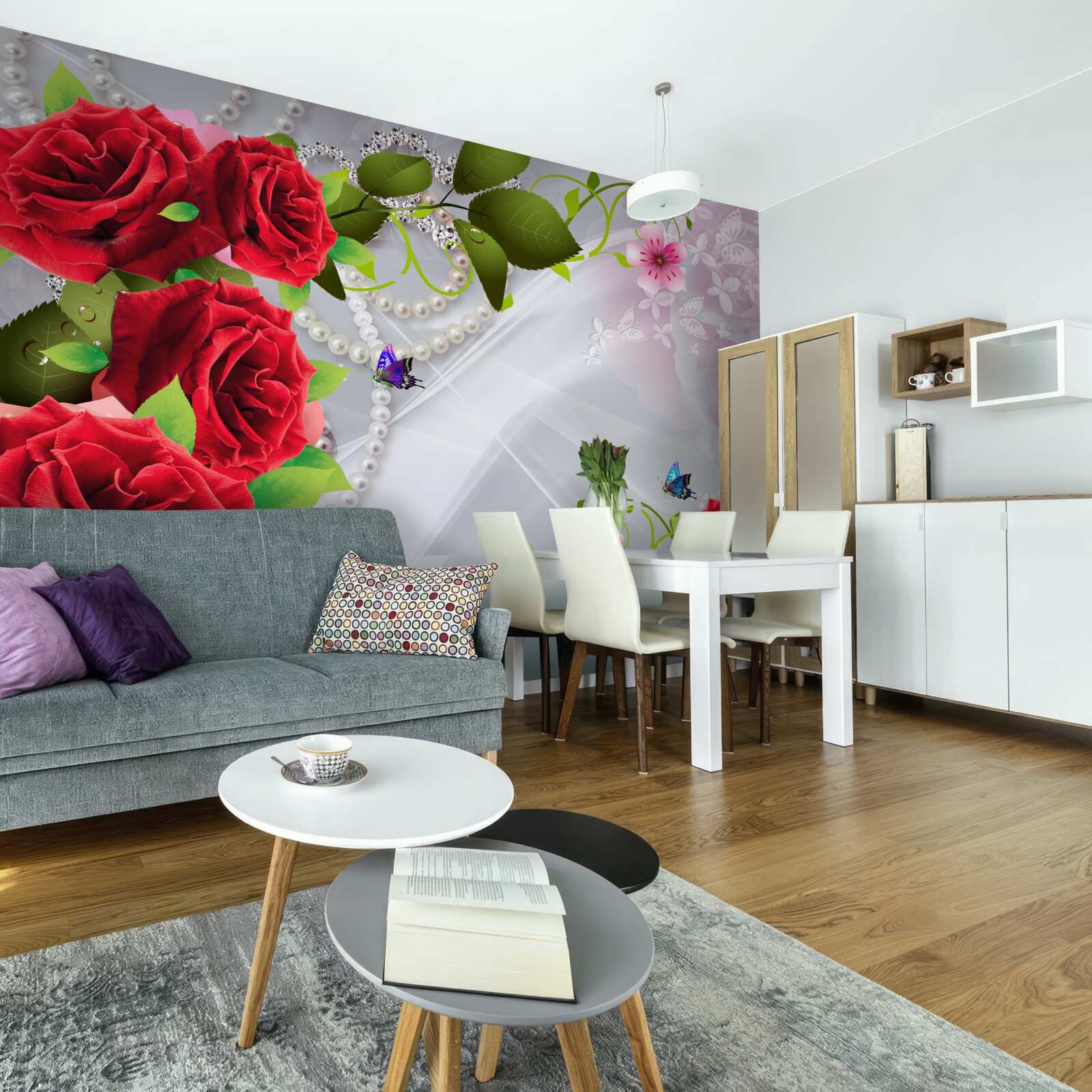 Fototapeta perleťové červené ruže