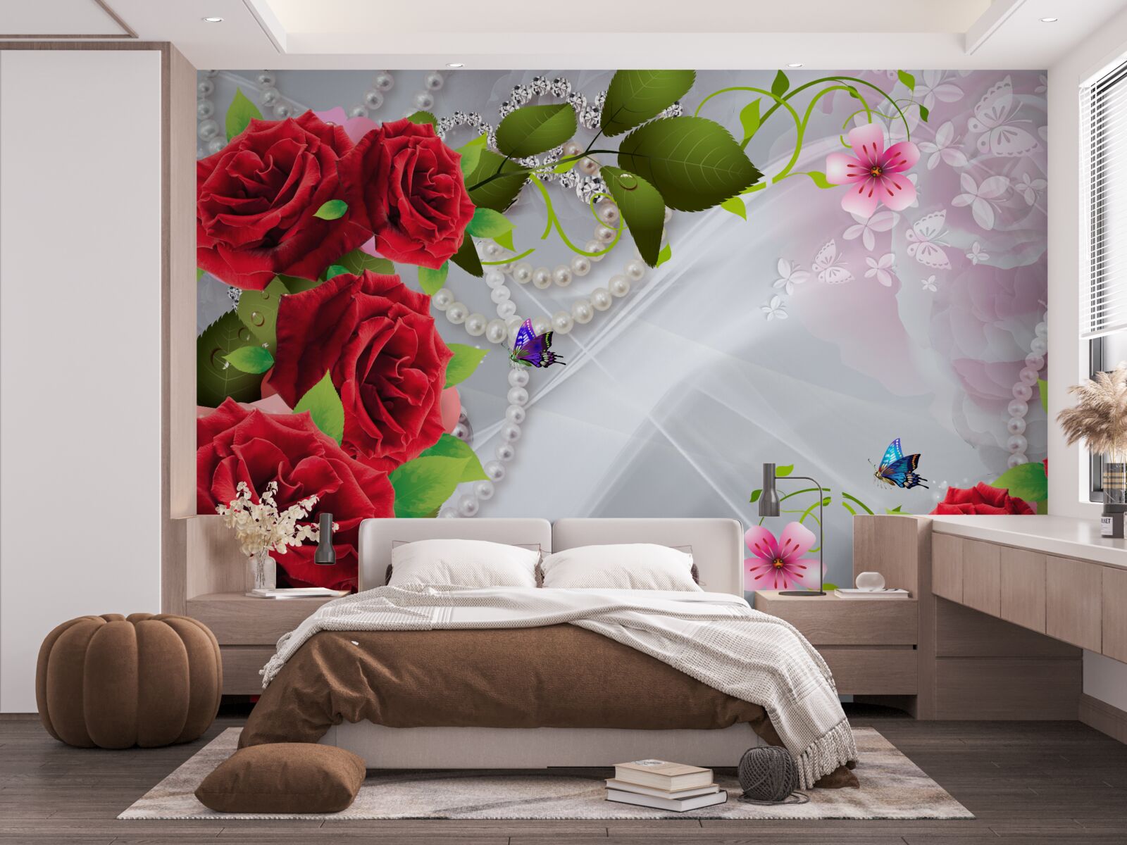 Fototapeta perleťové červené ruže