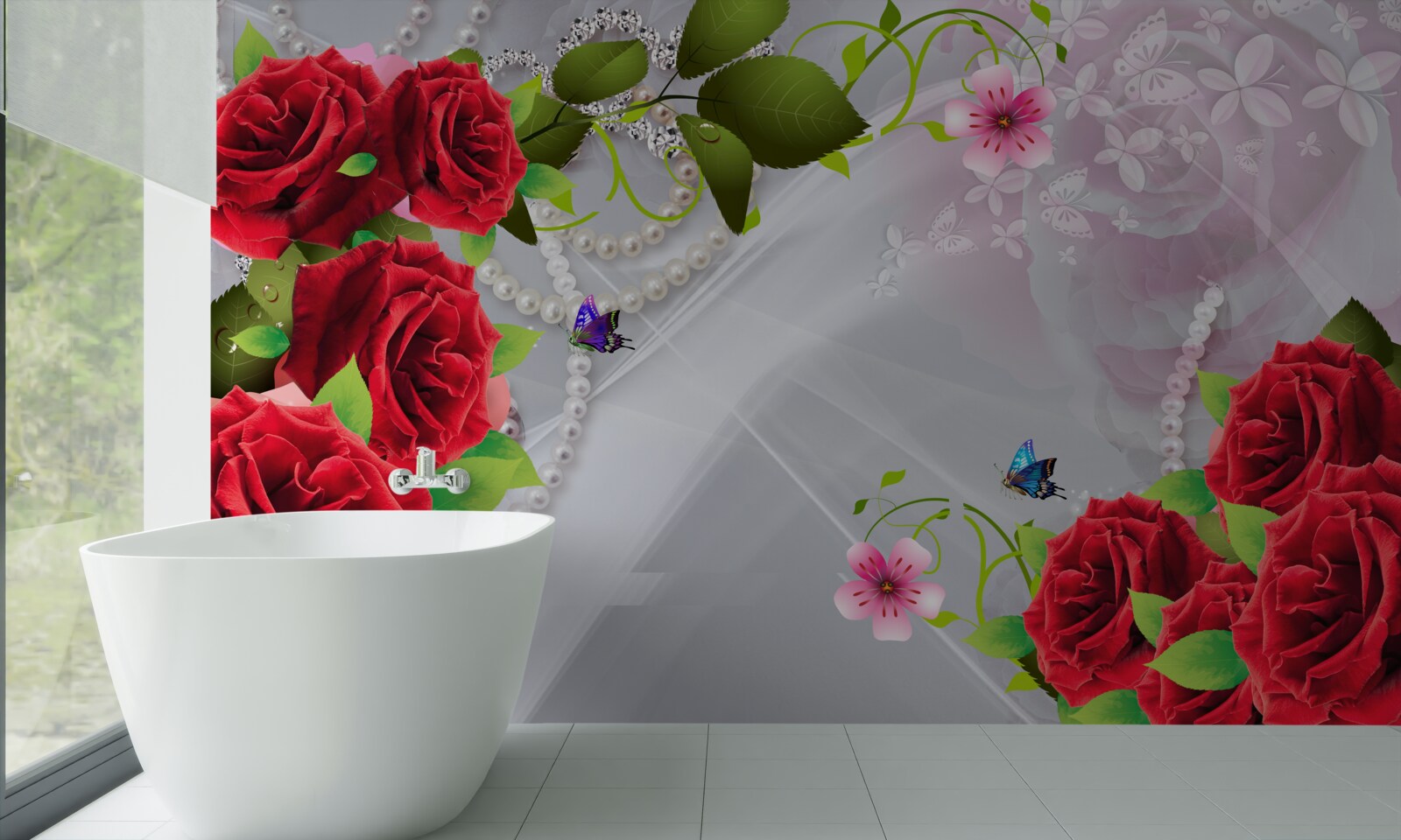 Fototapeta perleťové červené ruže