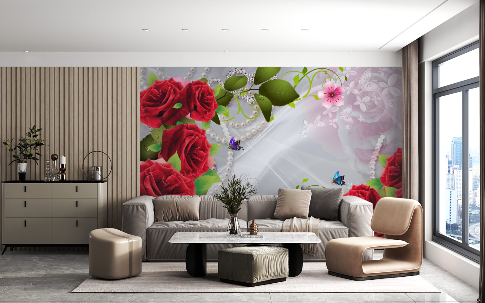 Fototapeta perleťové červené ruže