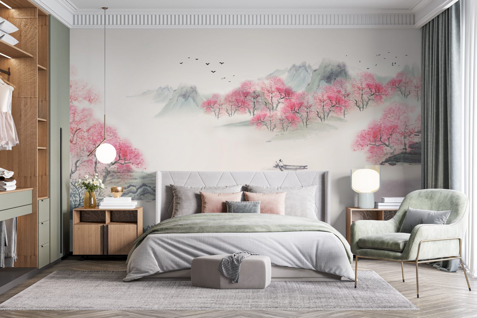 Fototapeta Loď v lese zahalená rannou hmlou