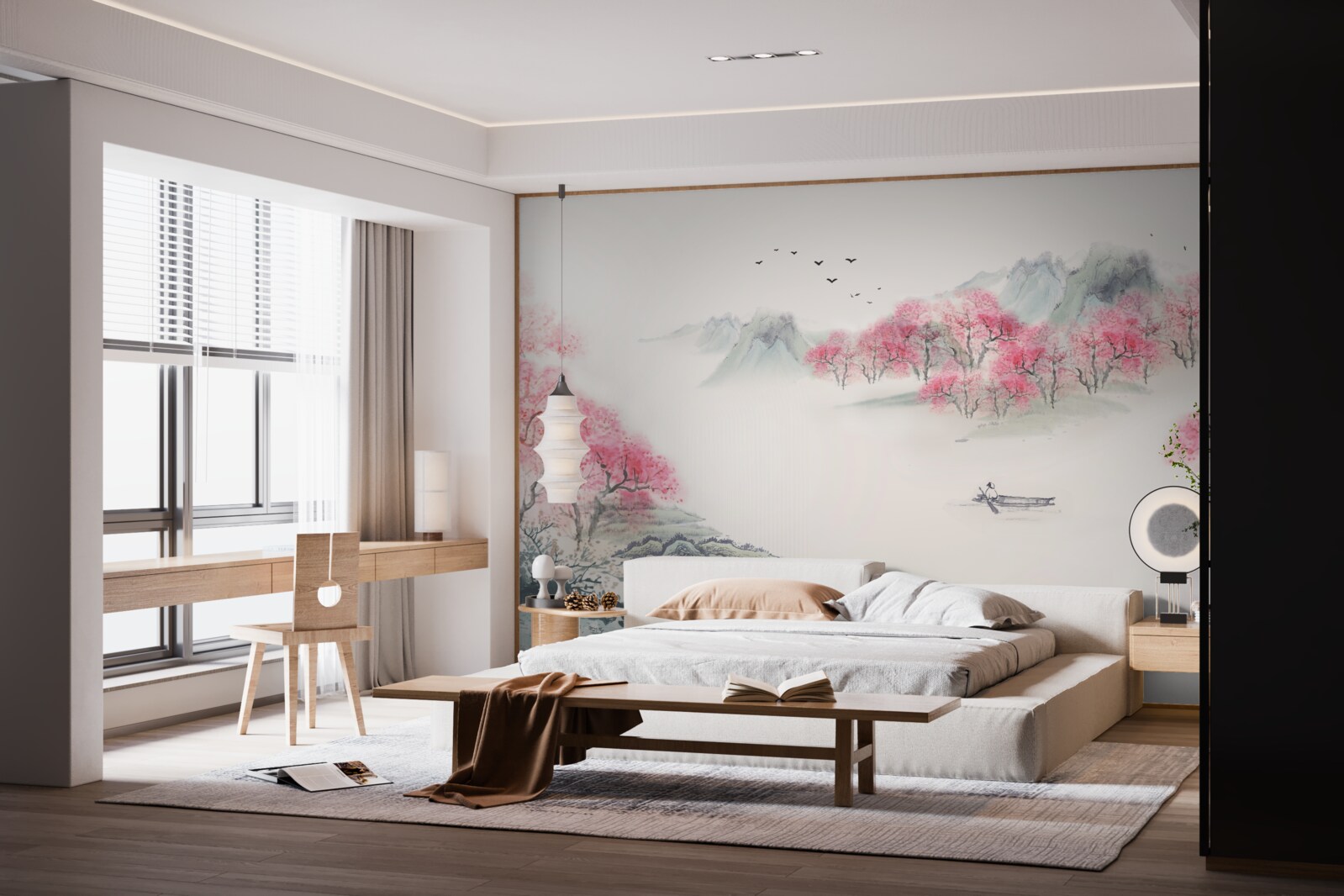 Fototapeta Loď v lese zahalená rannou hmlou