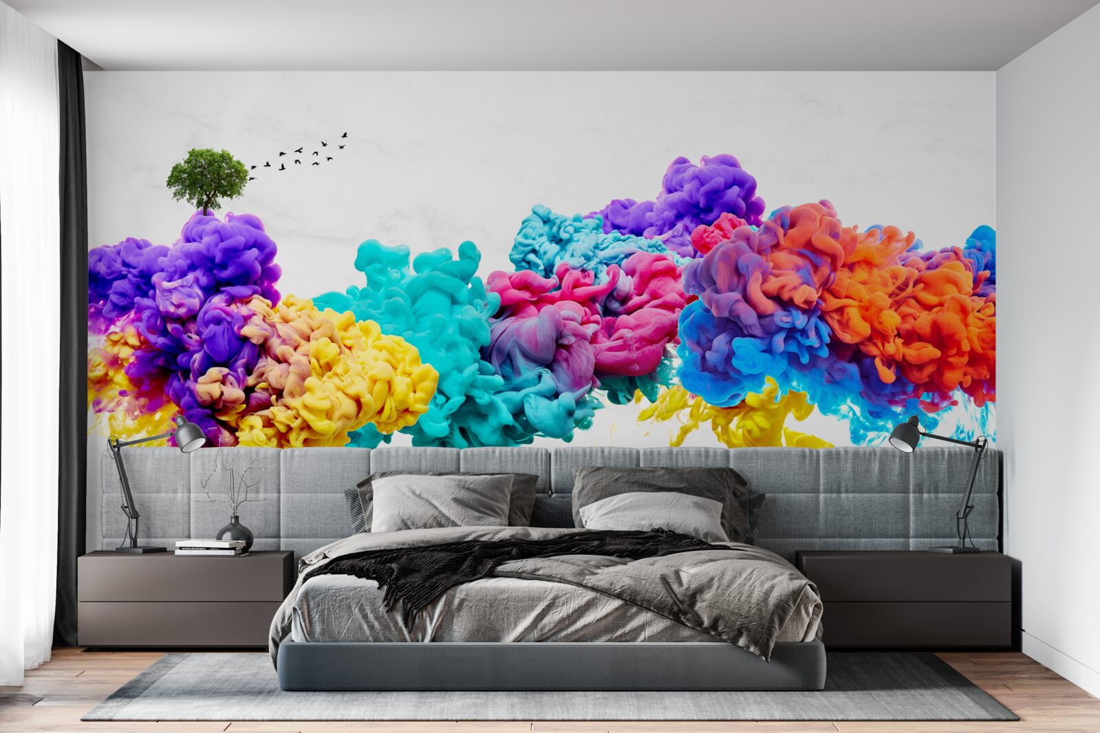 Fototapeta oslnivé farby nad vodnou hladinou