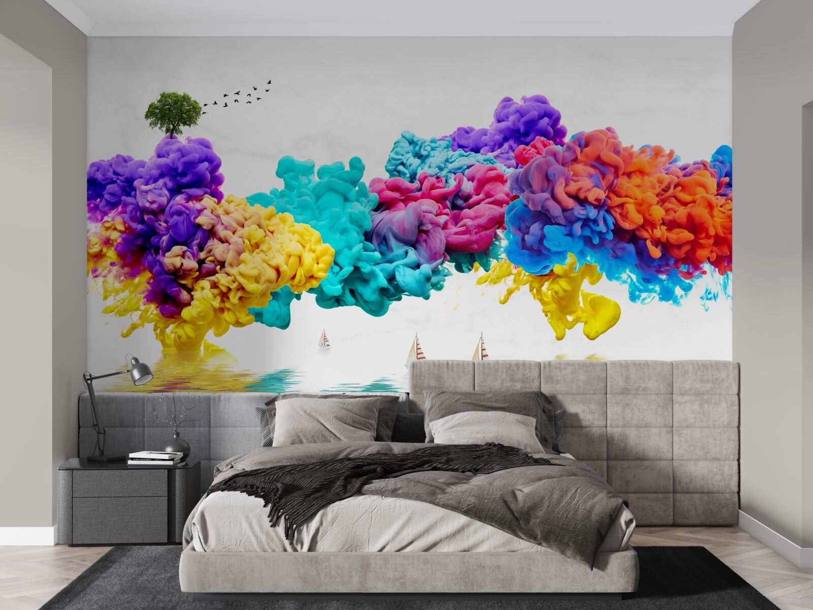 Fototapeta oslnivé farby nad vodnou hladinou