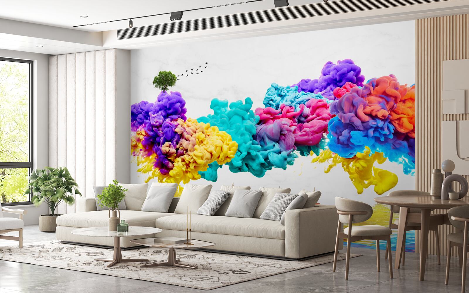 Fototapeta oslnivé farby nad vodnou hladinou