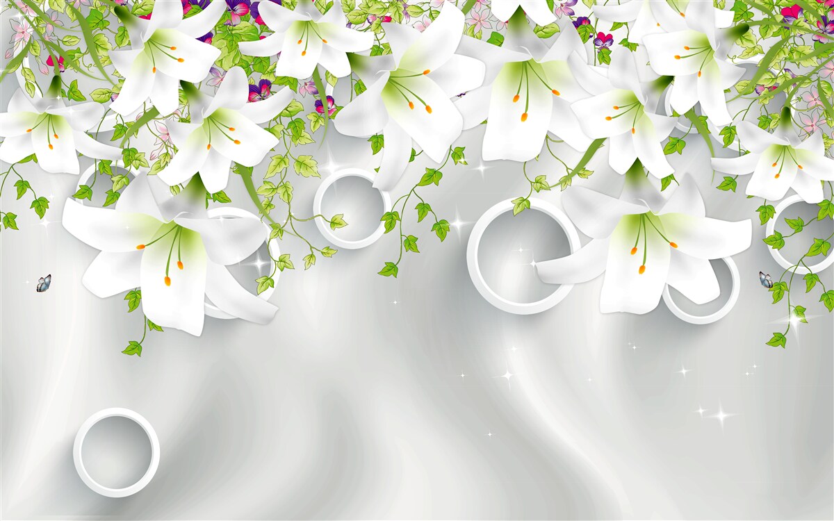 Fototapeta kvety sú biele so zelenými listami