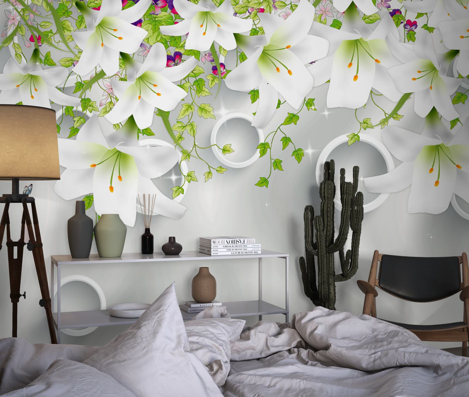 Fototapeta kvety sú biele so zelenými listami