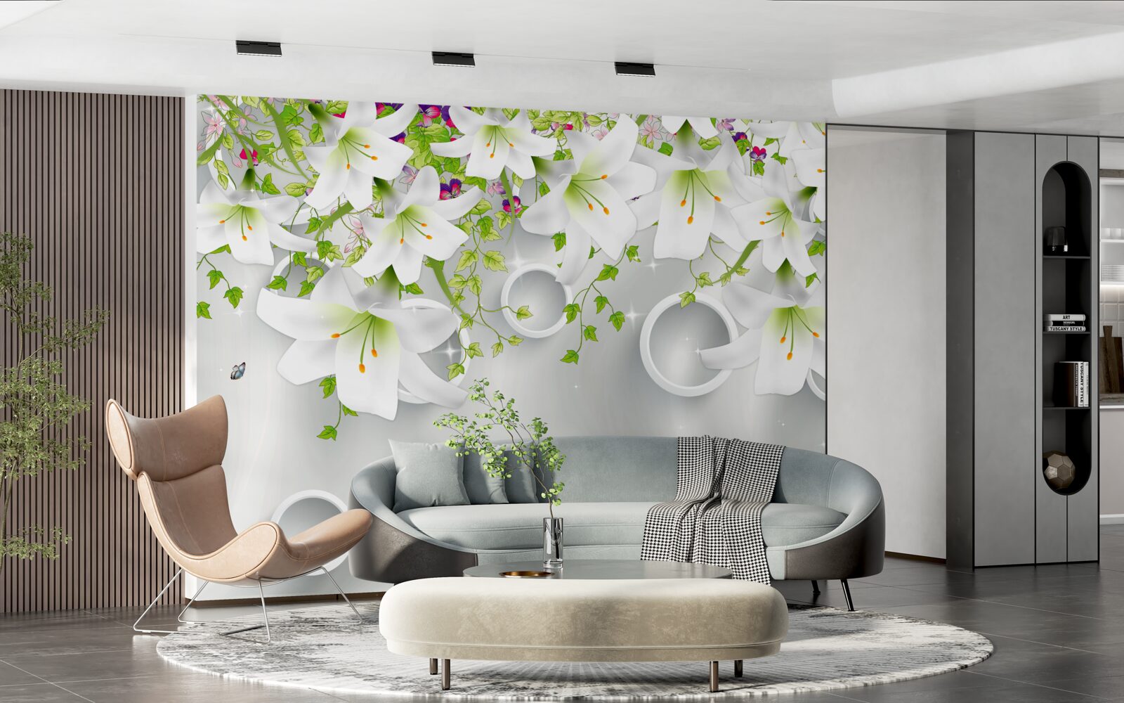 Fototapeta kvety sú biele so zelenými listami