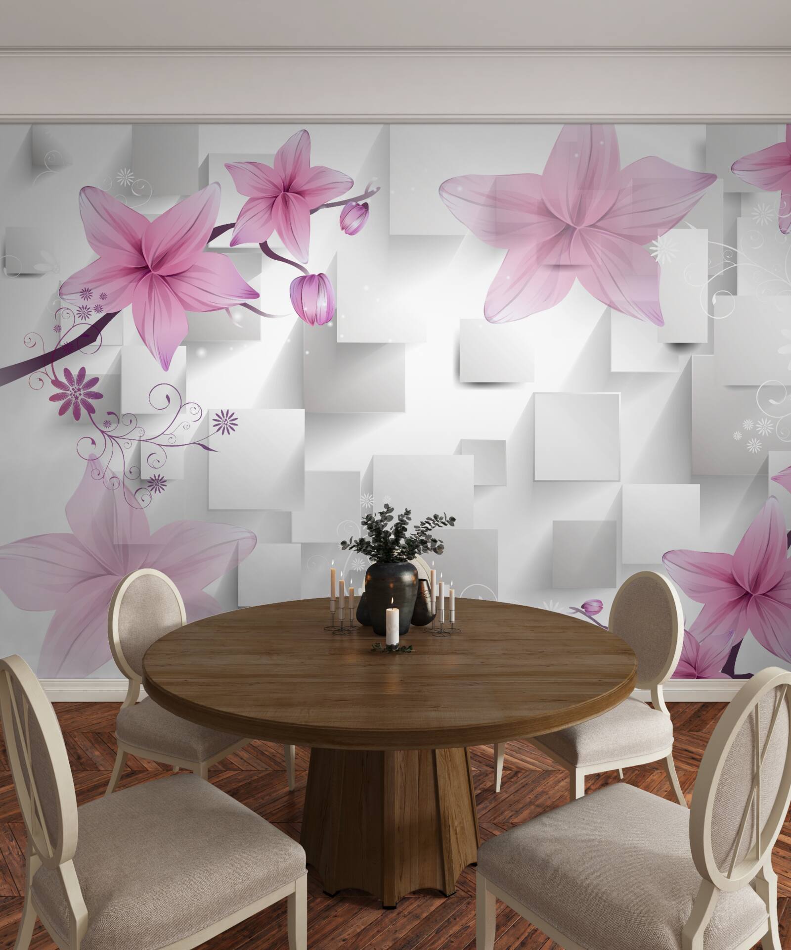 Fototapeta abstrakcia s fialovými púčikmi