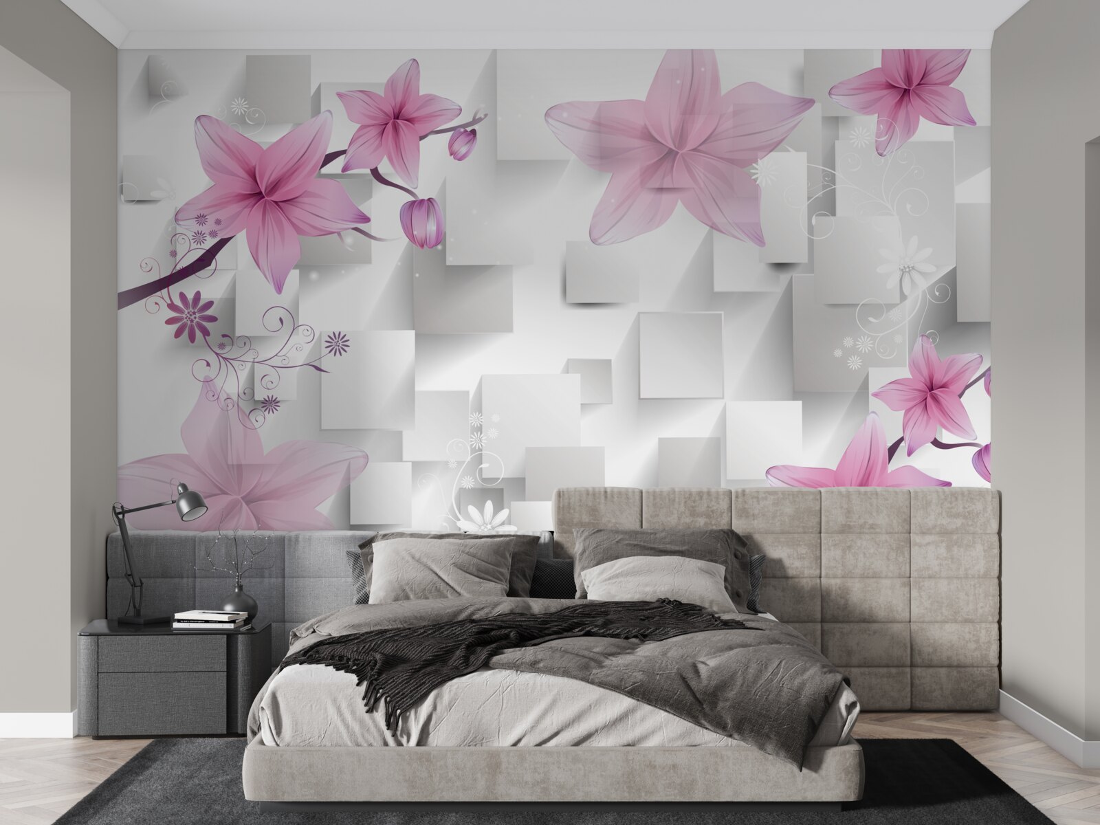 Fototapeta abstrakcia s fialovými púčikmi