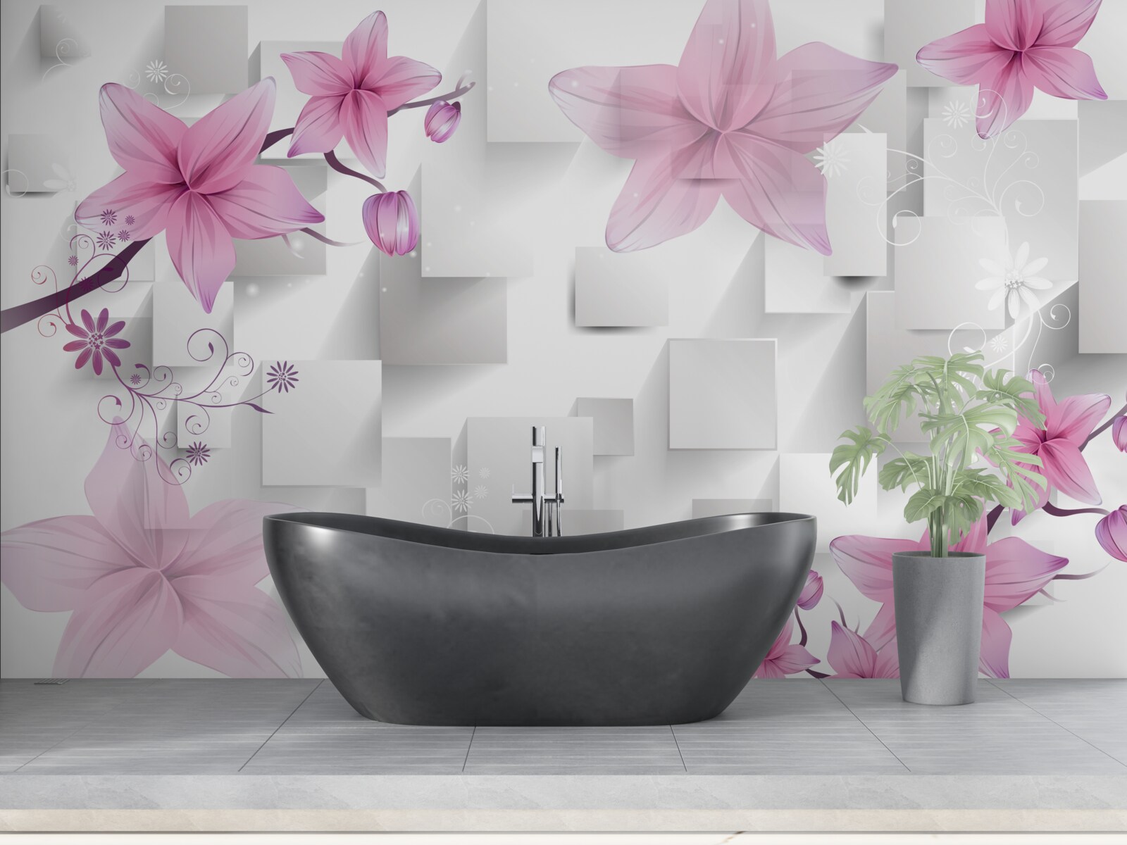 Fototapeta abstrakcia s fialovými púčikmi