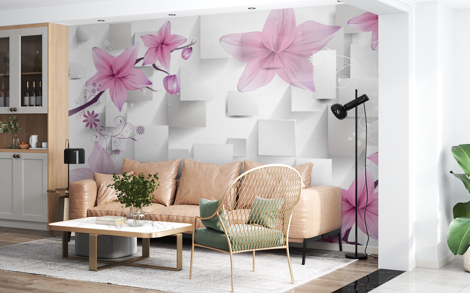 Fototapeta abstrakcia s fialovými púčikmi