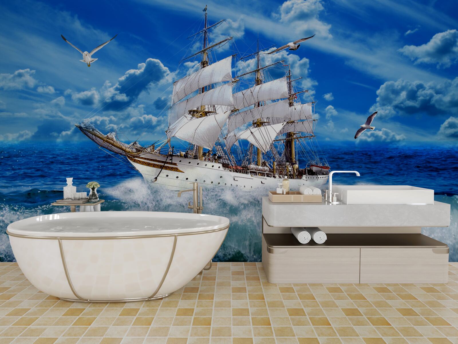 Fototapeta loď prekoná búrku