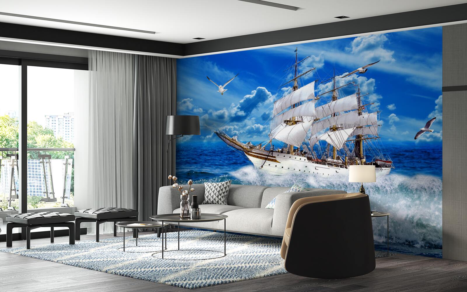 Fototapeta loď prekoná búrku