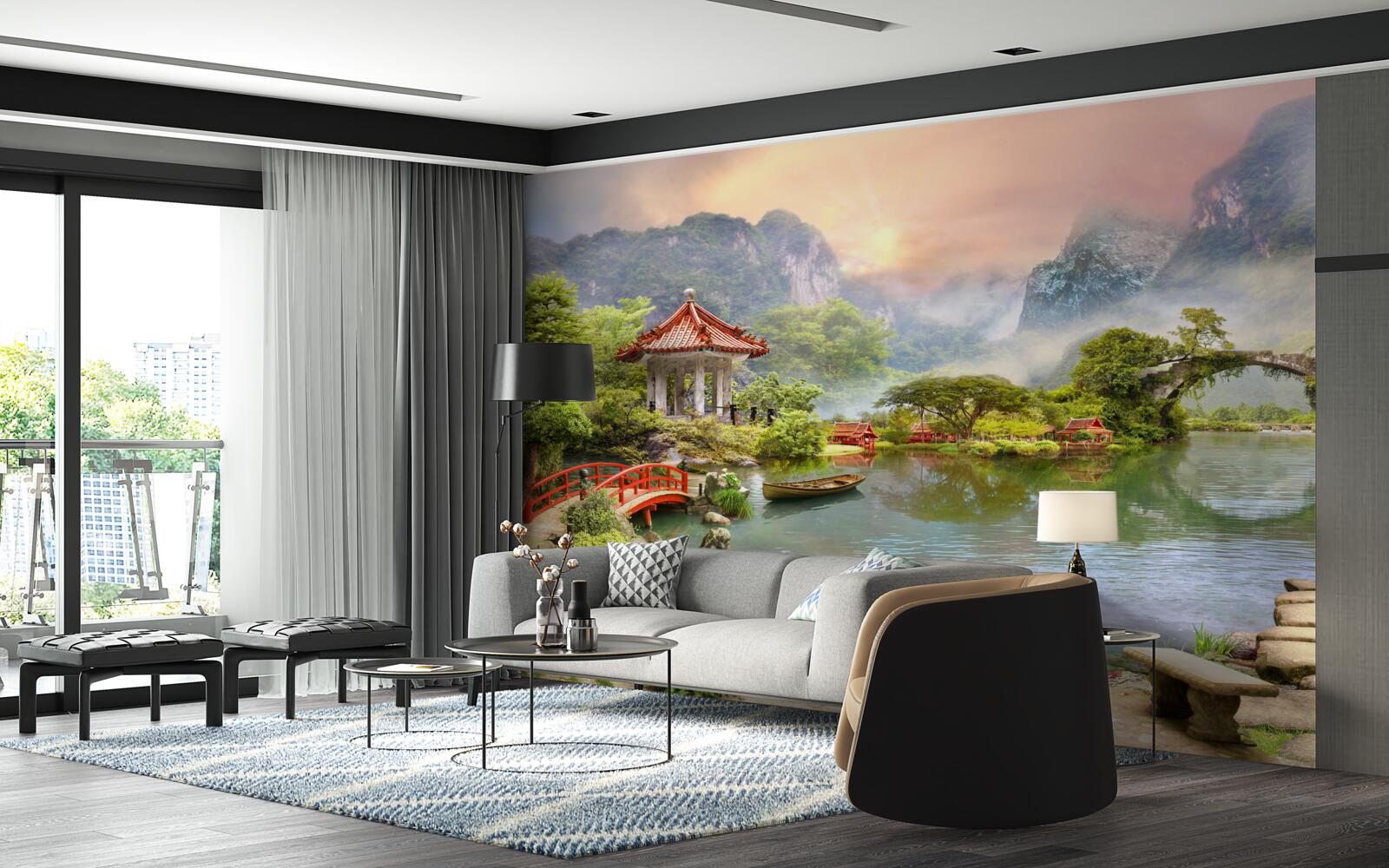 Fototapeta hmlistá japonská záhradná krajina