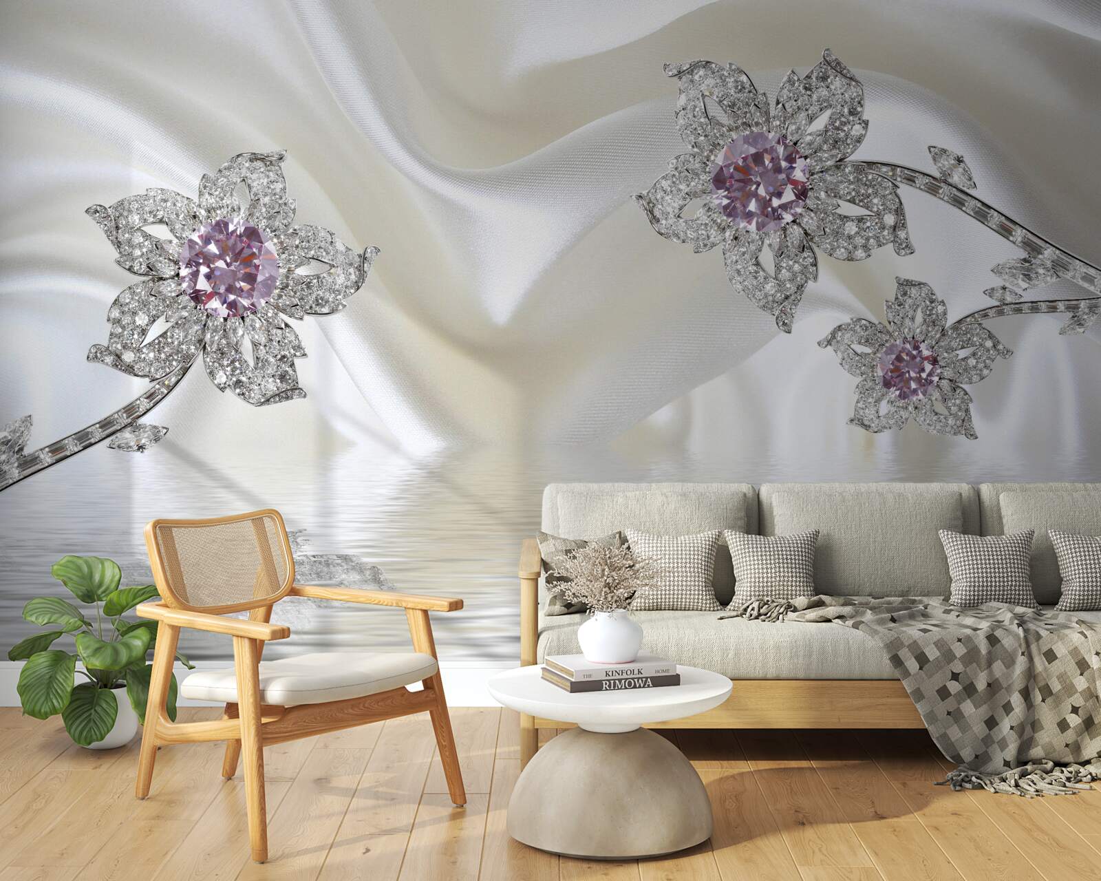 Fototapeta strieborné šperky v podobe kvetinových tvarov