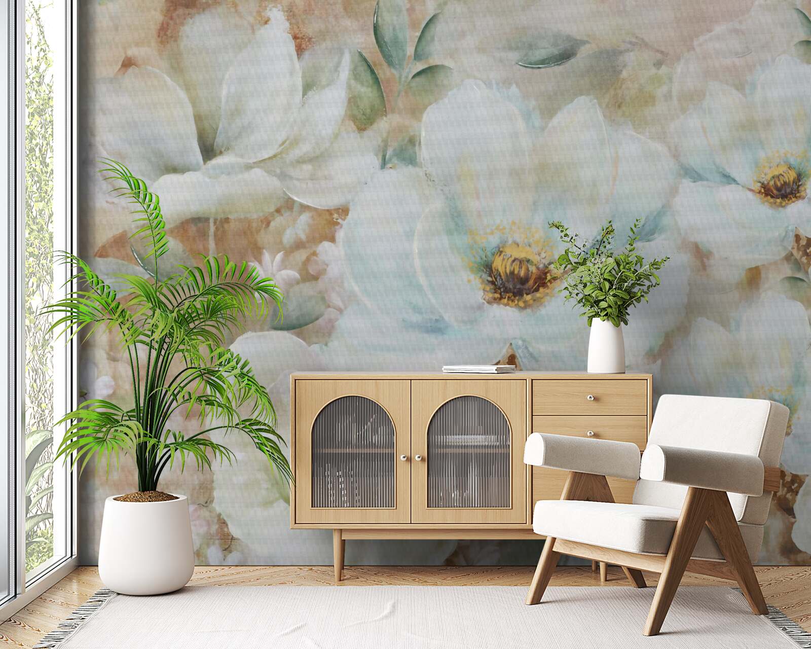 Fototapeta akvarelom snehobiele orchidey