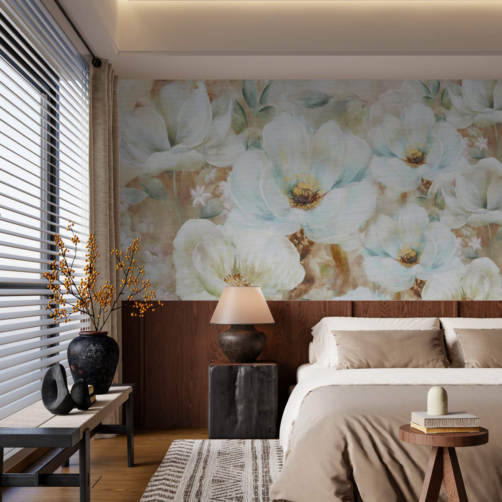 Fototapeta akvarelom snehobiele orchidey