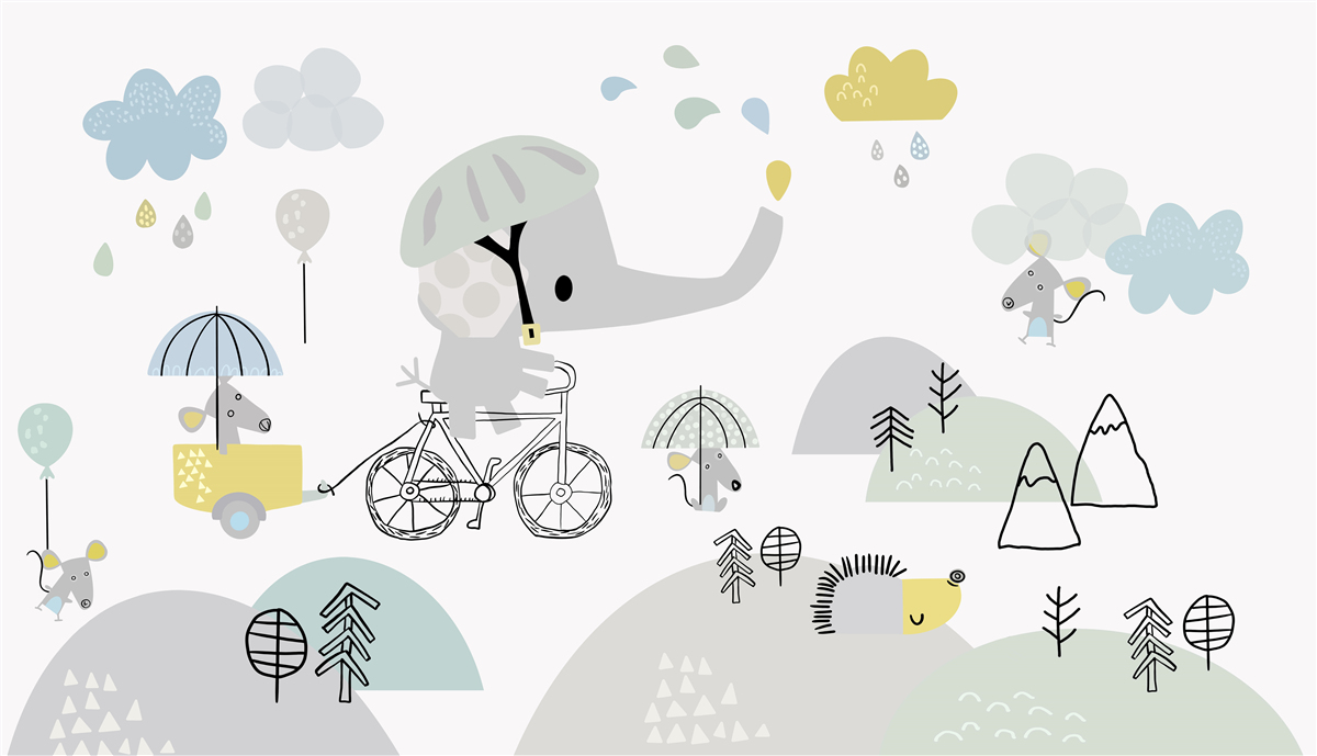 Fototapeta malý slon cestuje po svahoch hôr