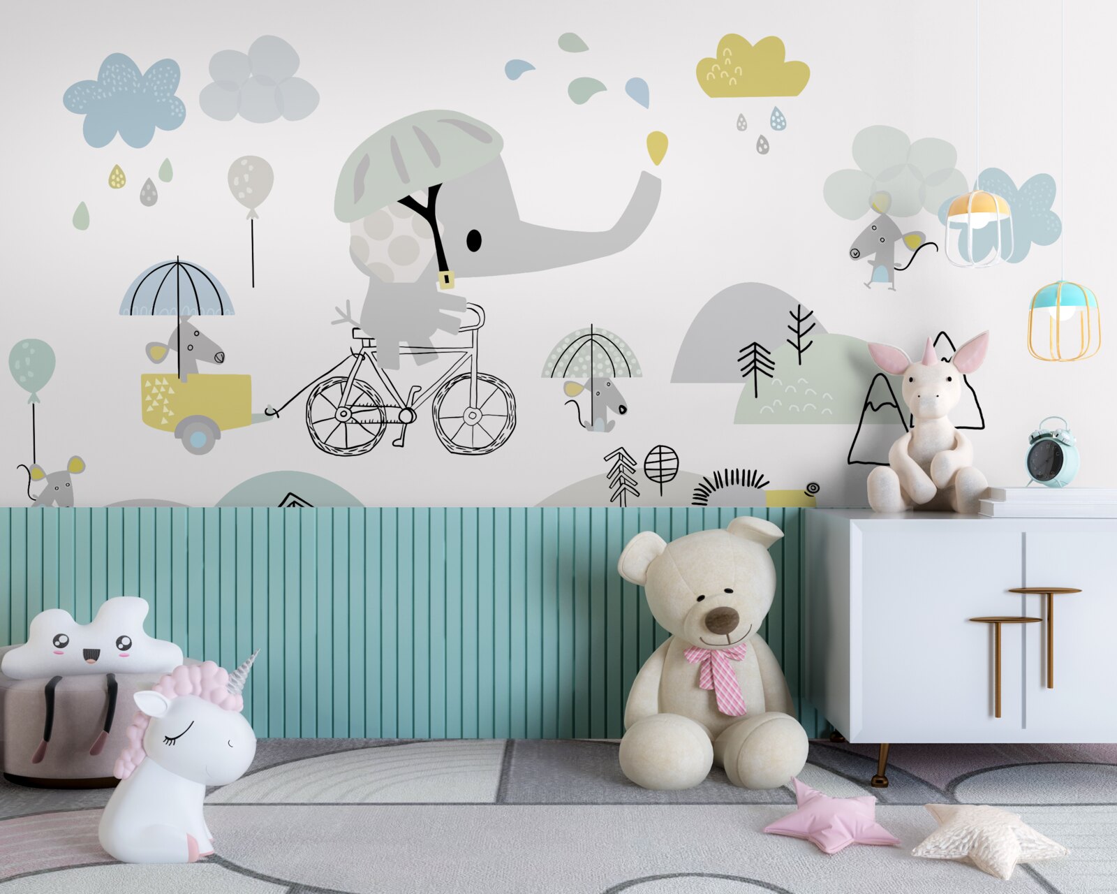 Fototapeta malý slon cestuje po svahoch hôr