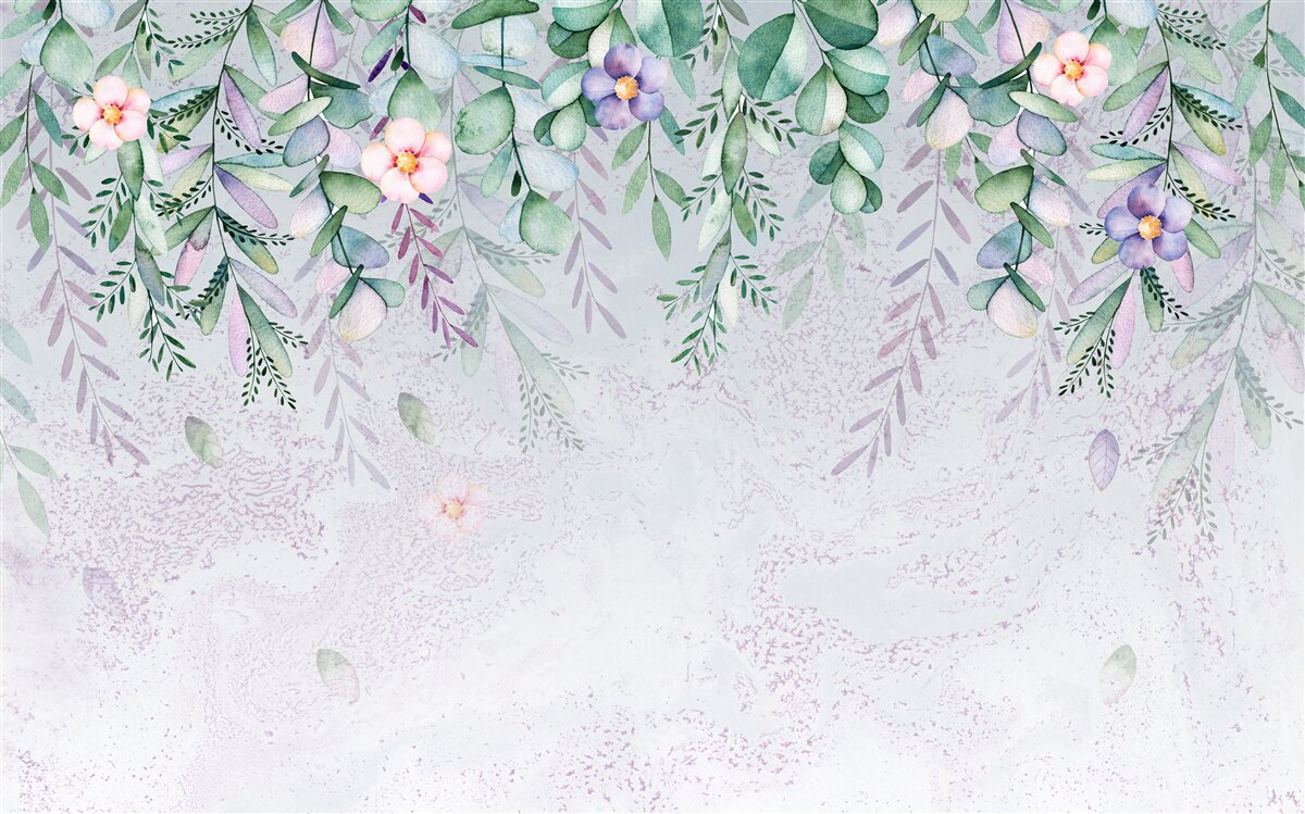 Fototapeta akvarelová maľba kvetov hore nohami