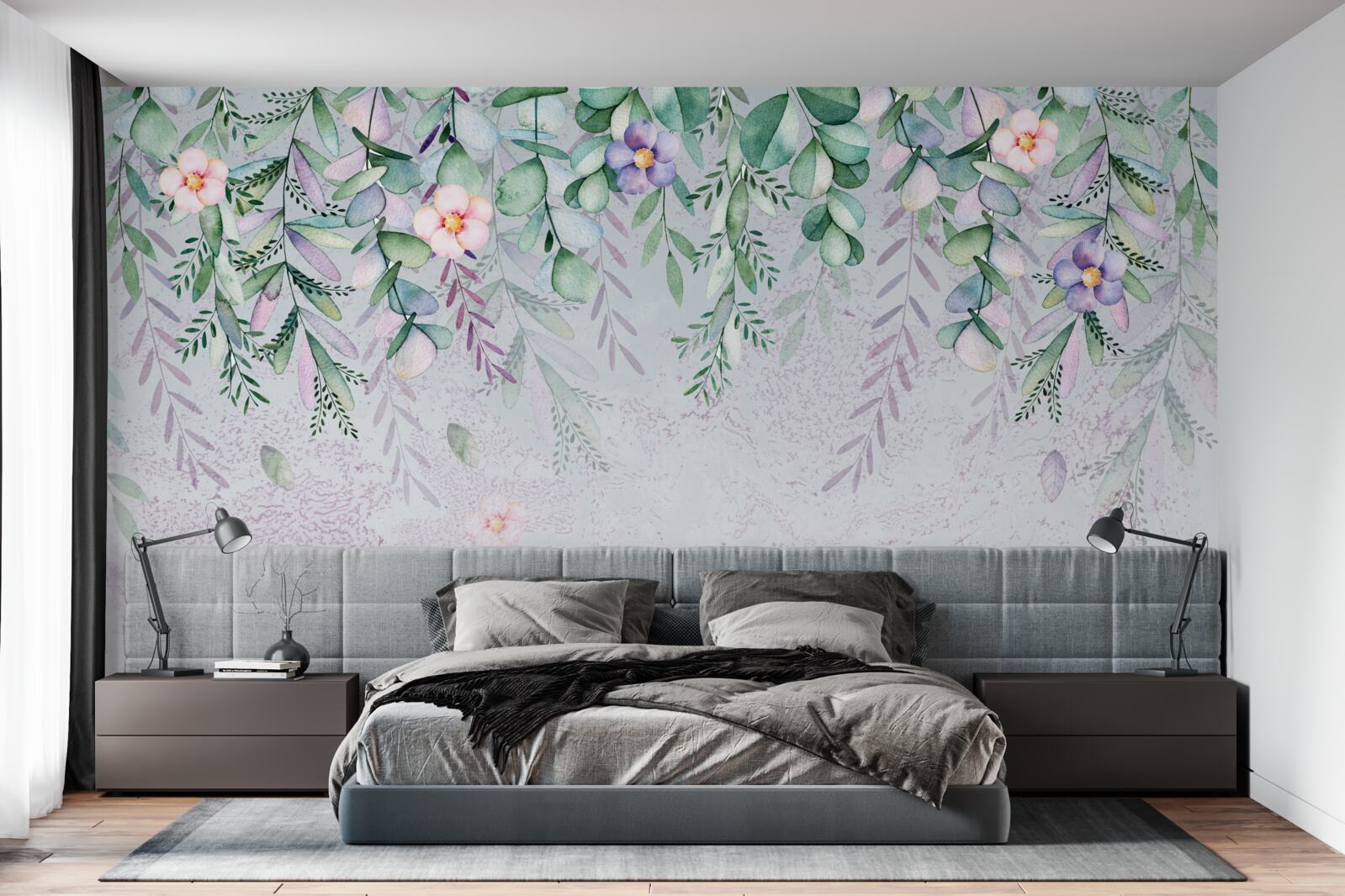 Fototapeta akvarelová maľba kvetov hore nohami