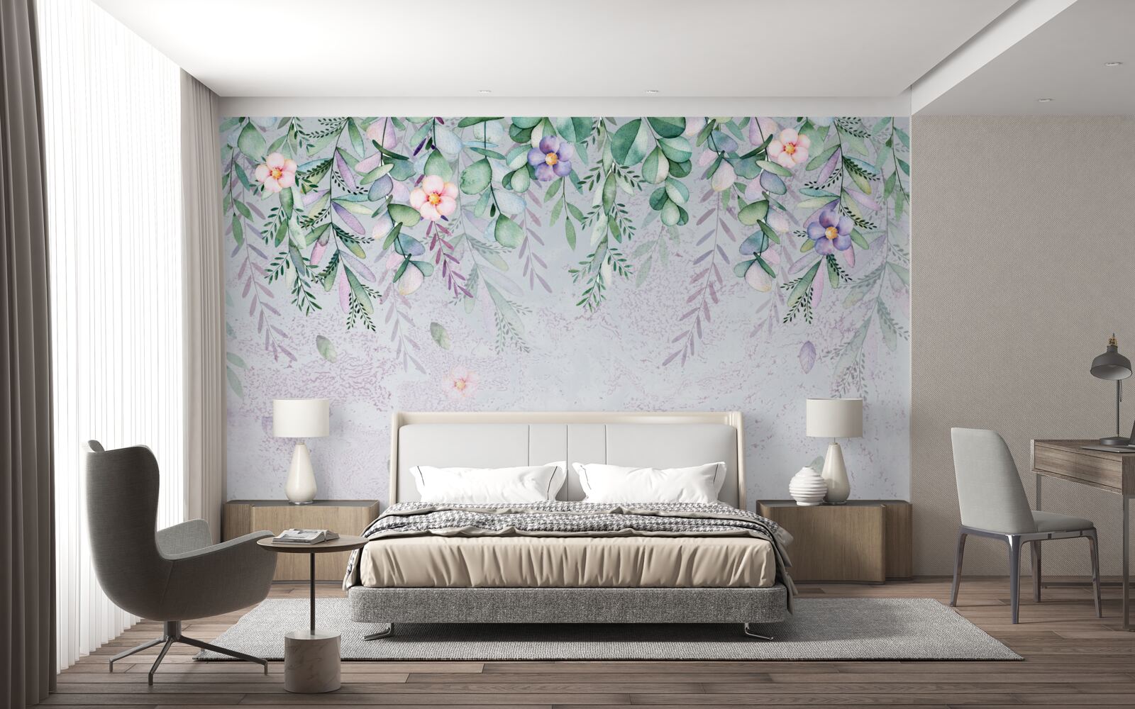 Fototapeta akvarelová maľba kvetov hore nohami