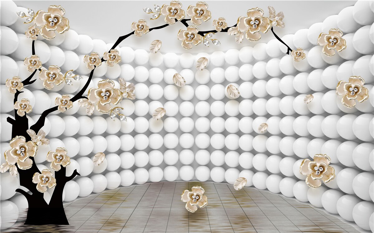 Fototapeta miestnosť s trojrozmernými loptičkami a stromom