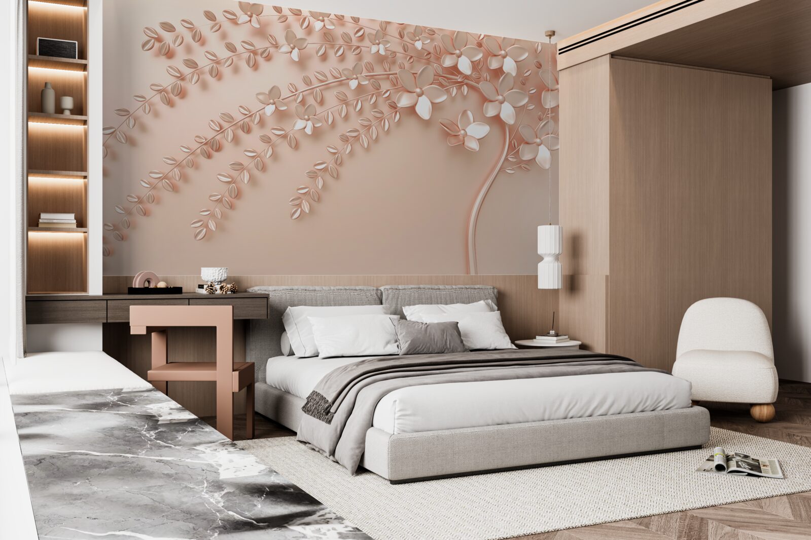 Fototapeta strom s jemným drevom a bohatým kvitnutím