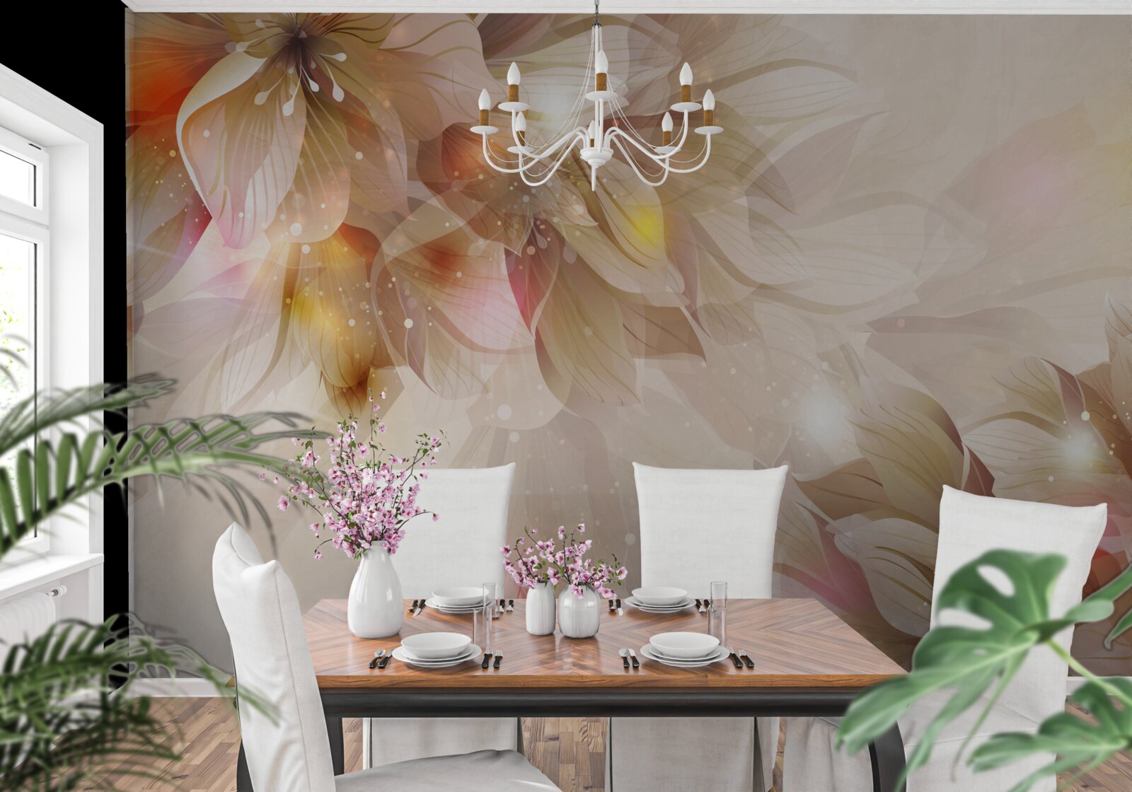 Fototapeta svetlé kvety s jemným svetlom