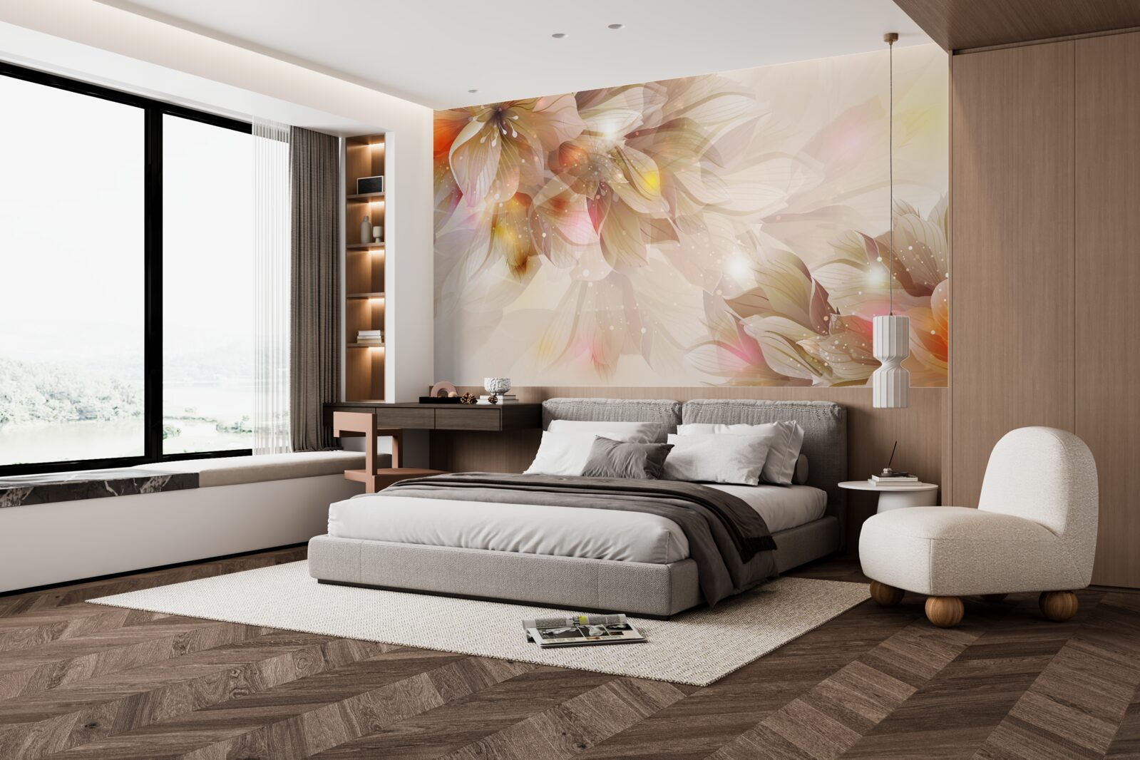 Fototapeta svetlé kvety s jemným svetlom