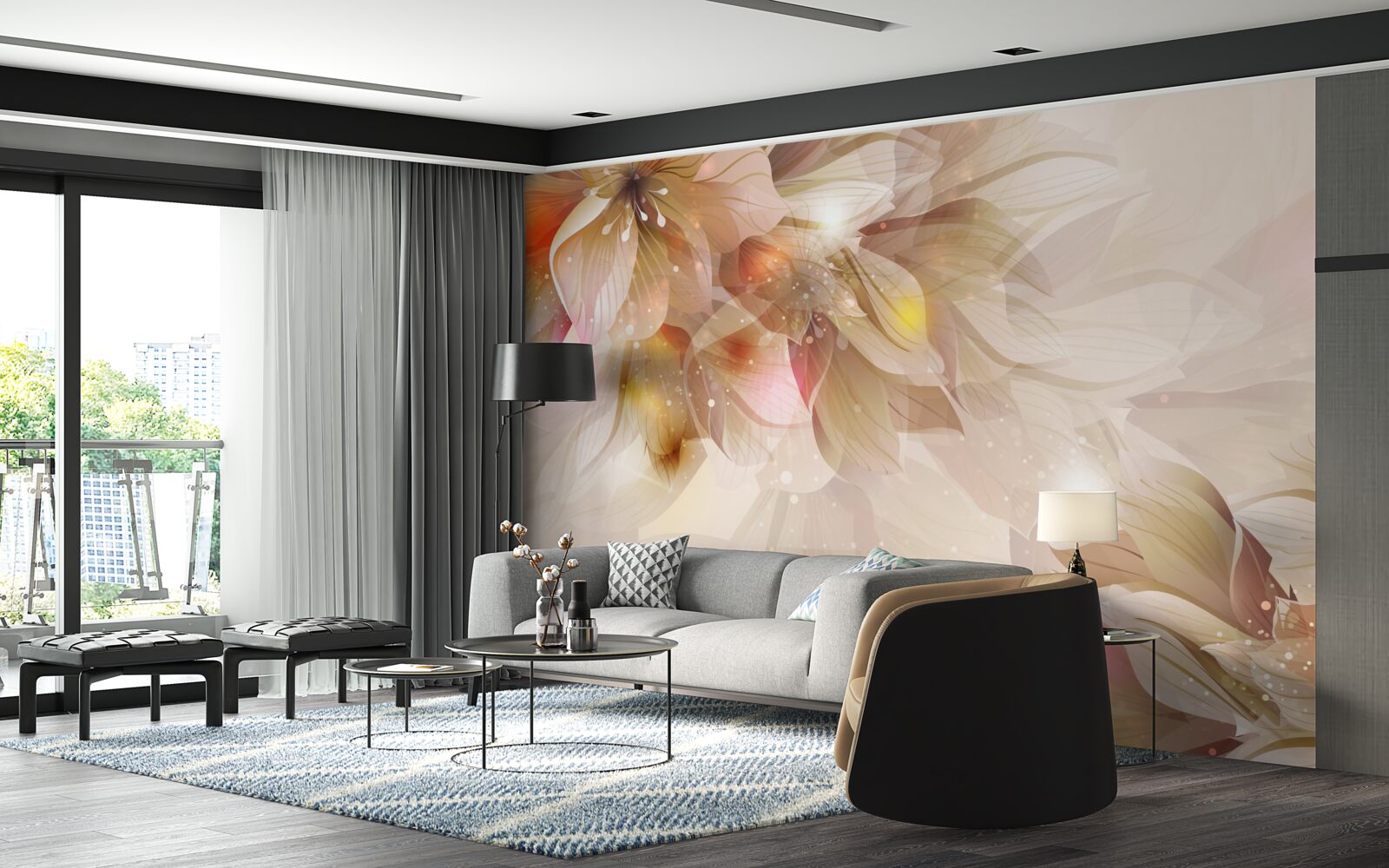 Fototapeta svetlé kvety s jemným svetlom