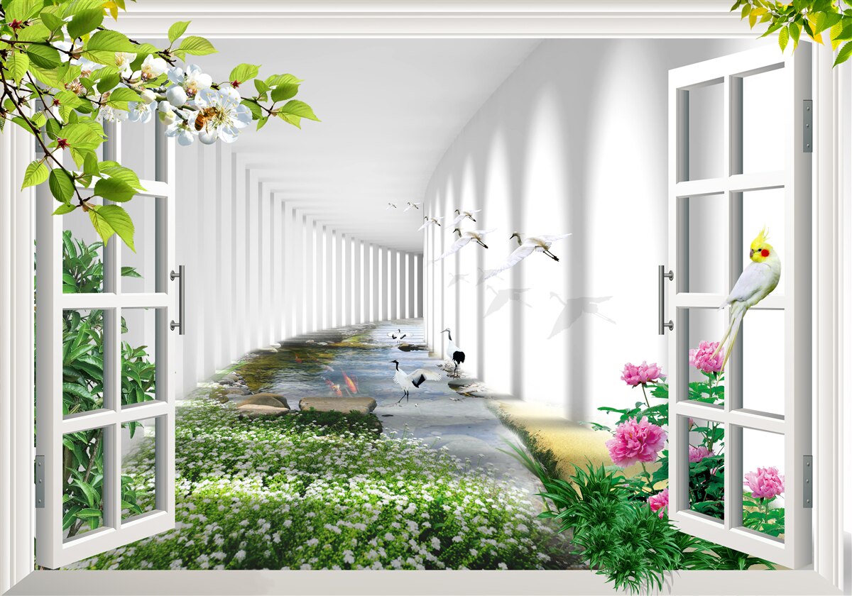 Fototapeta pohľad z okna na zelený tunel