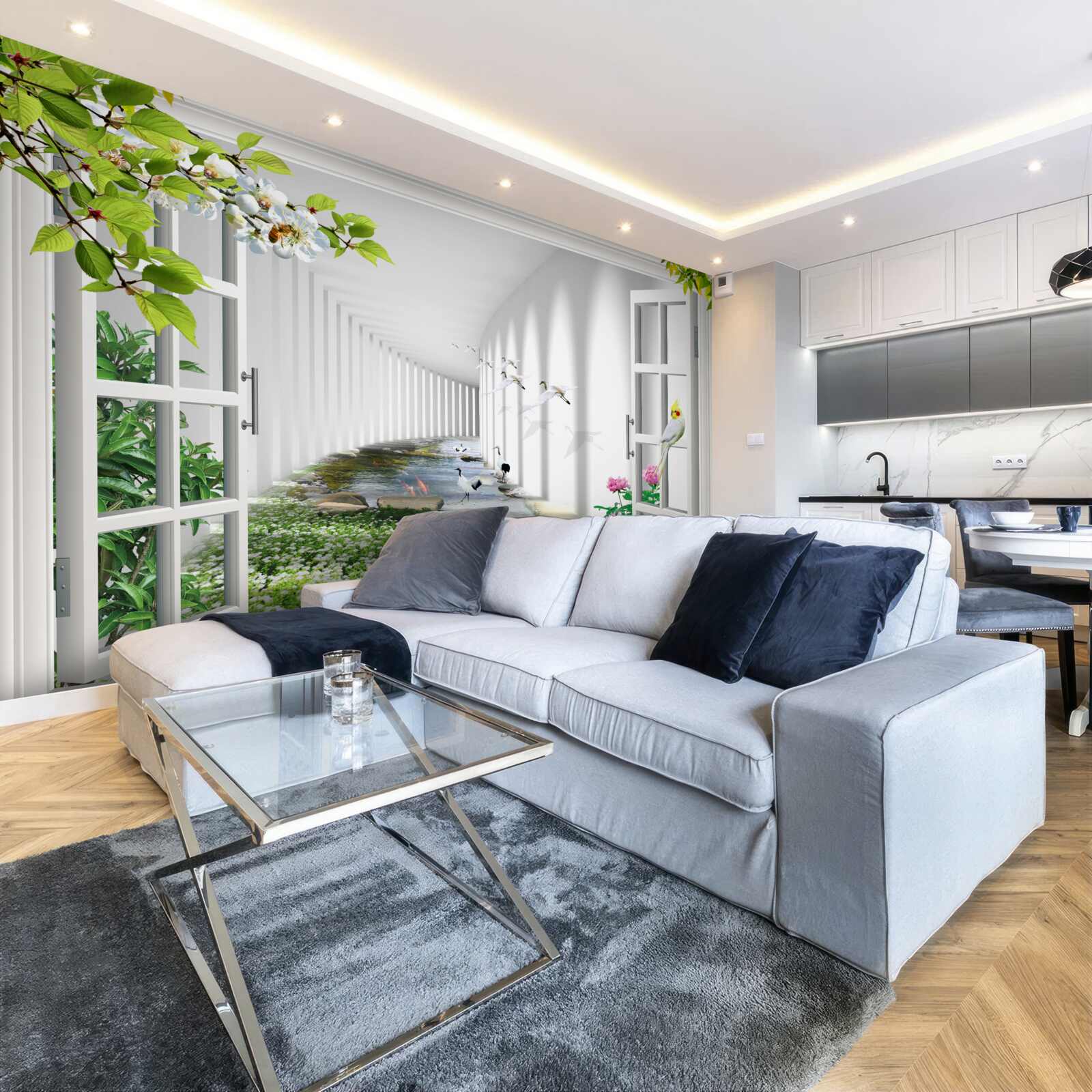 Fototapeta pohľad z okna na zelený tunel