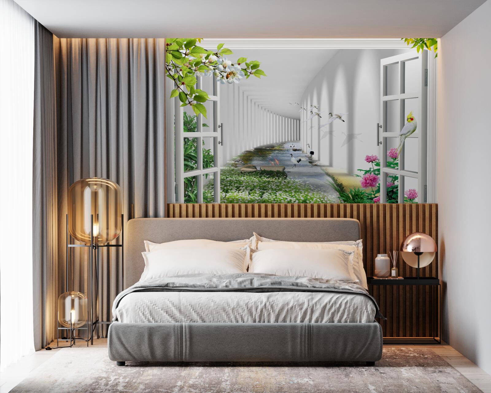 Fototapeta pohľad z okna na zelený tunel